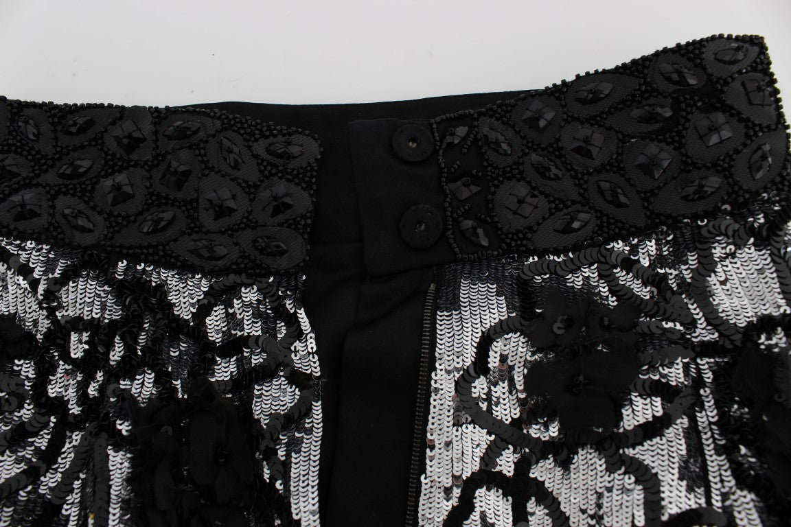 Dolce & Gabbana Schwarze Mini-Shorts mit Kristallpailletten-8