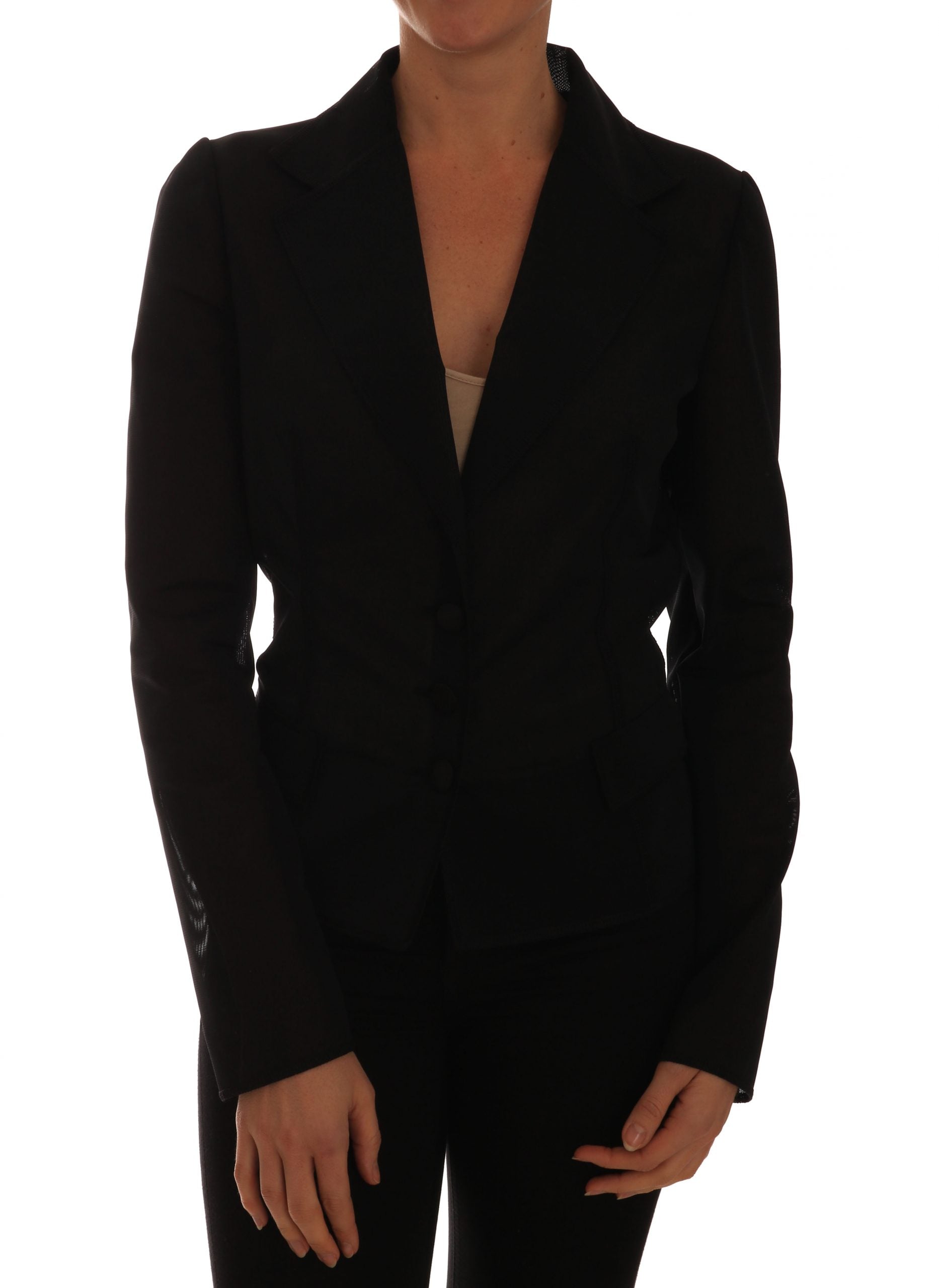 Dolce & Gabbana Schwarze Nylon-Netz-Blazer-Jacke-1