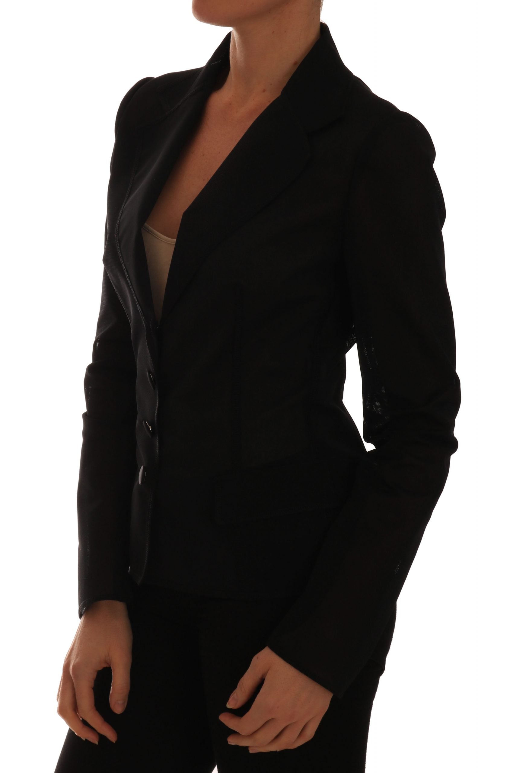 Dolce & Gabbana Schwarze Nylon-Netz-Blazer-Jacke-4