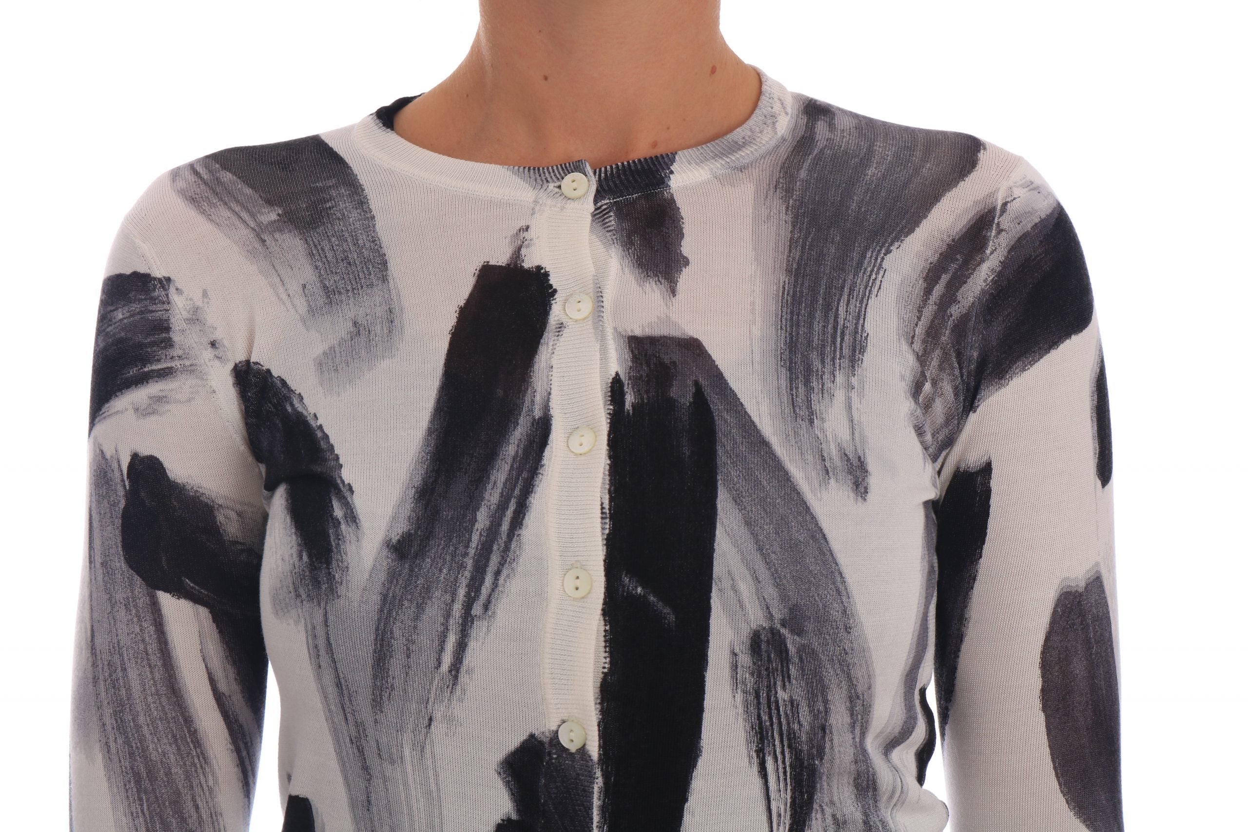 Dolce & Gabbana Cardigan Light Silk Brushstroke Sweater-3