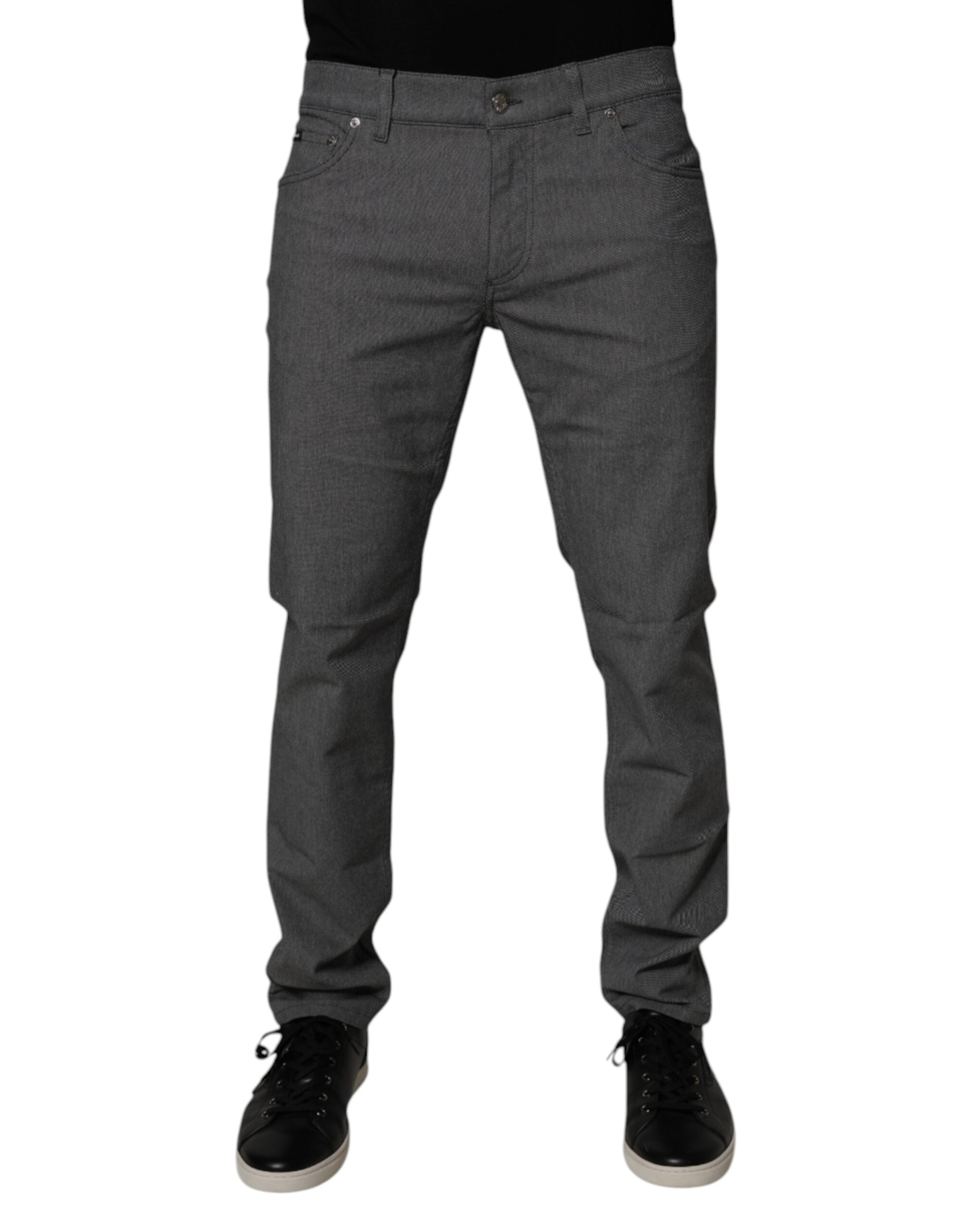 Vaqueros ajustados de algodón elástico gris de Dolce & Gabbana-2