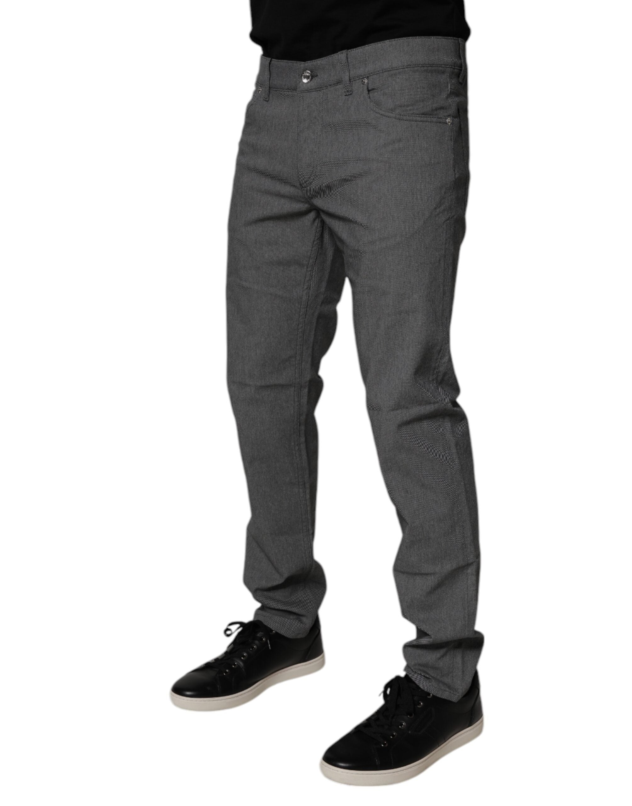 Vaqueros ajustados de algodón elástico gris de Dolce & Gabbana-3