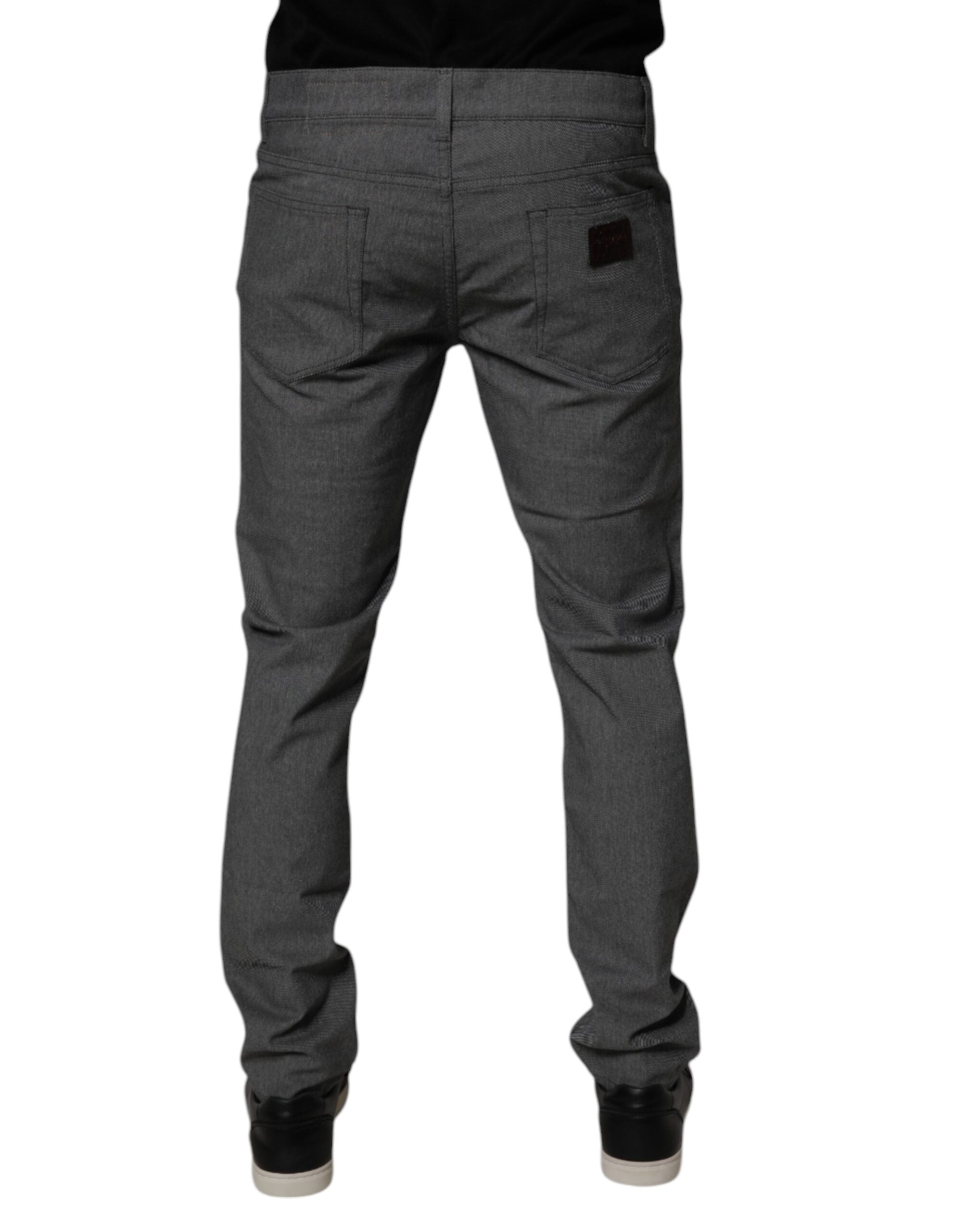 Vaqueros ajustados de algodón elástico gris de Dolce & Gabbana-4