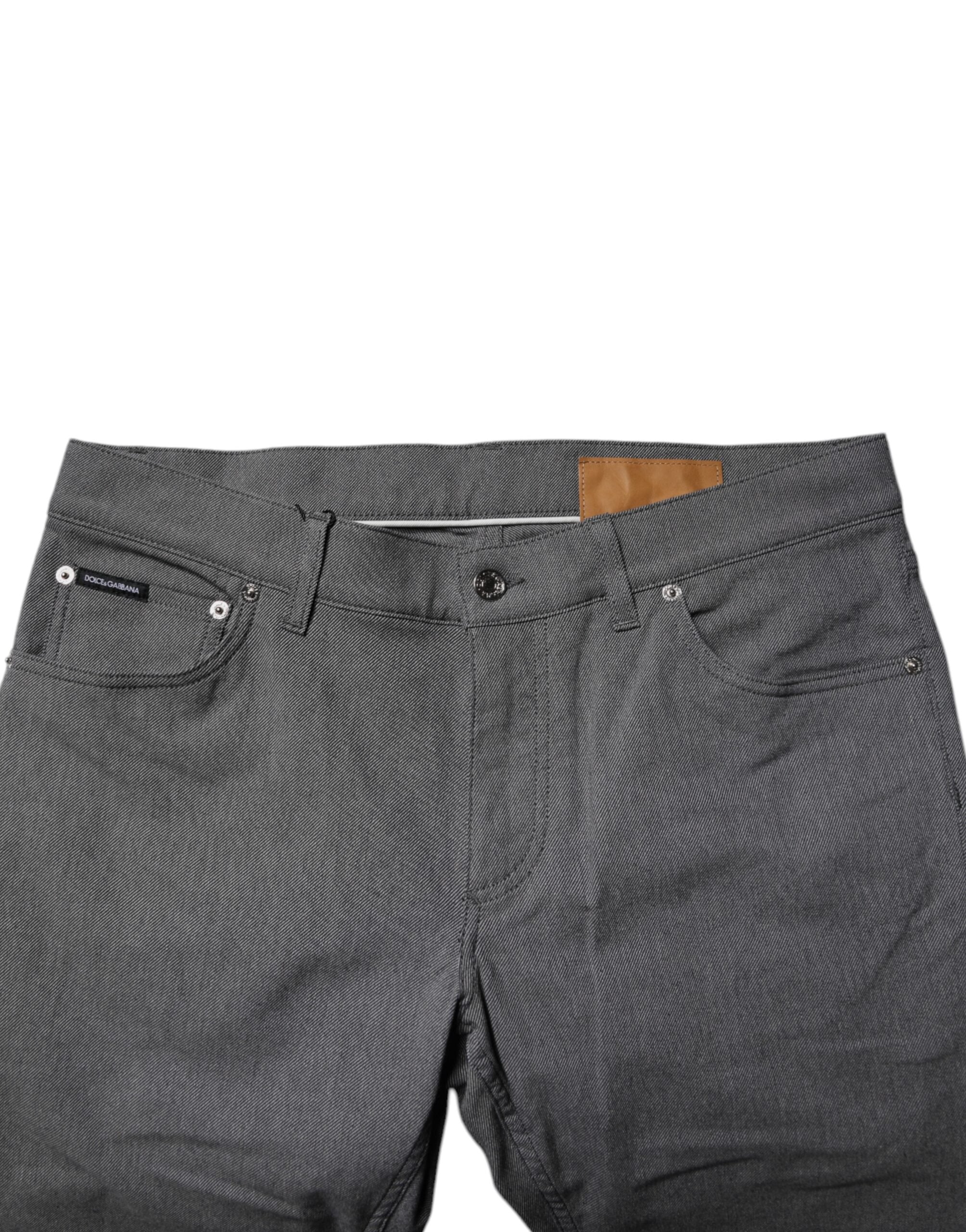 Vaqueros ajustados de algodón elástico gris de Dolce & Gabbana-5