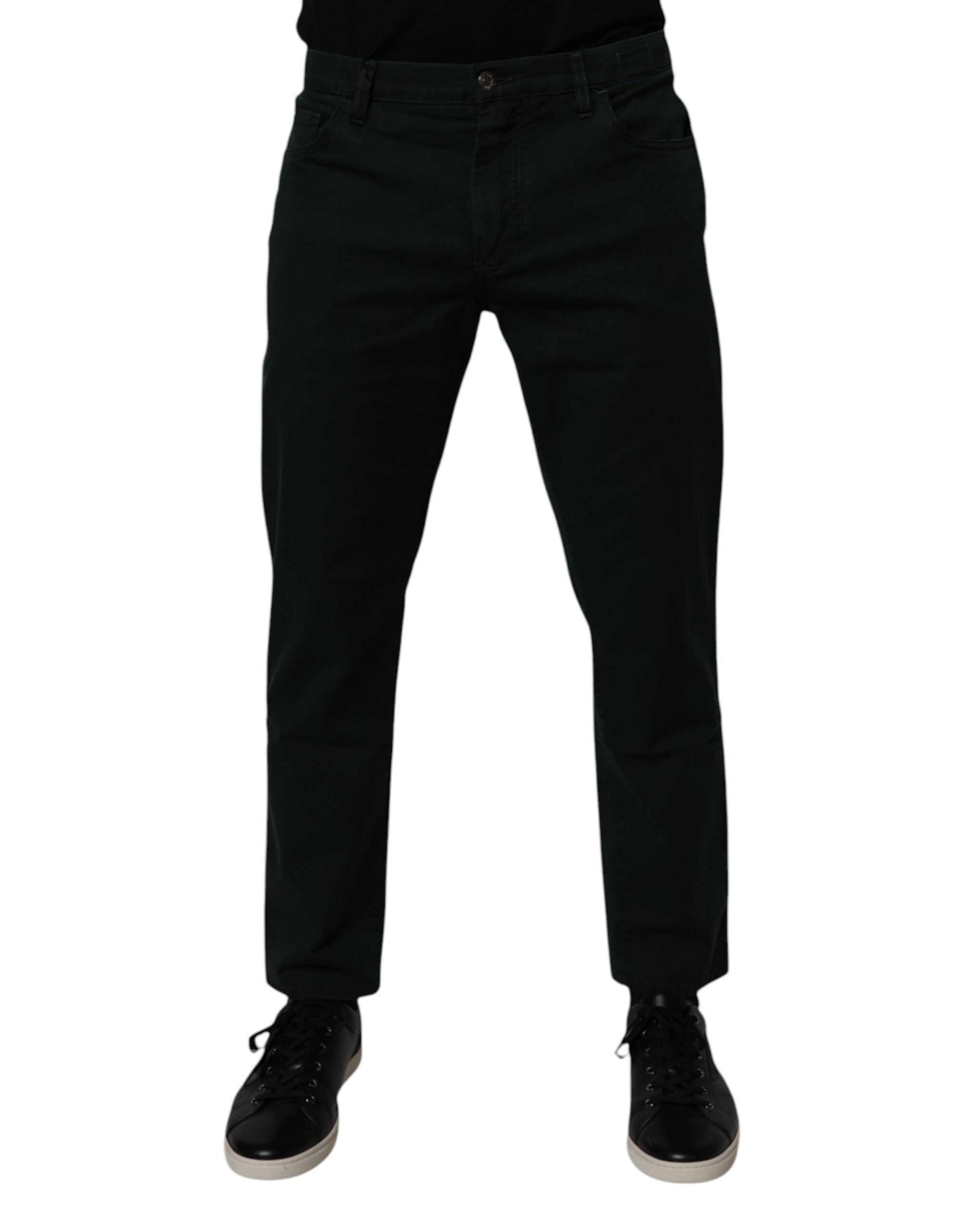Dolce & Gabbana Dark Green Cotton Loose Men's Denim Jeans-2