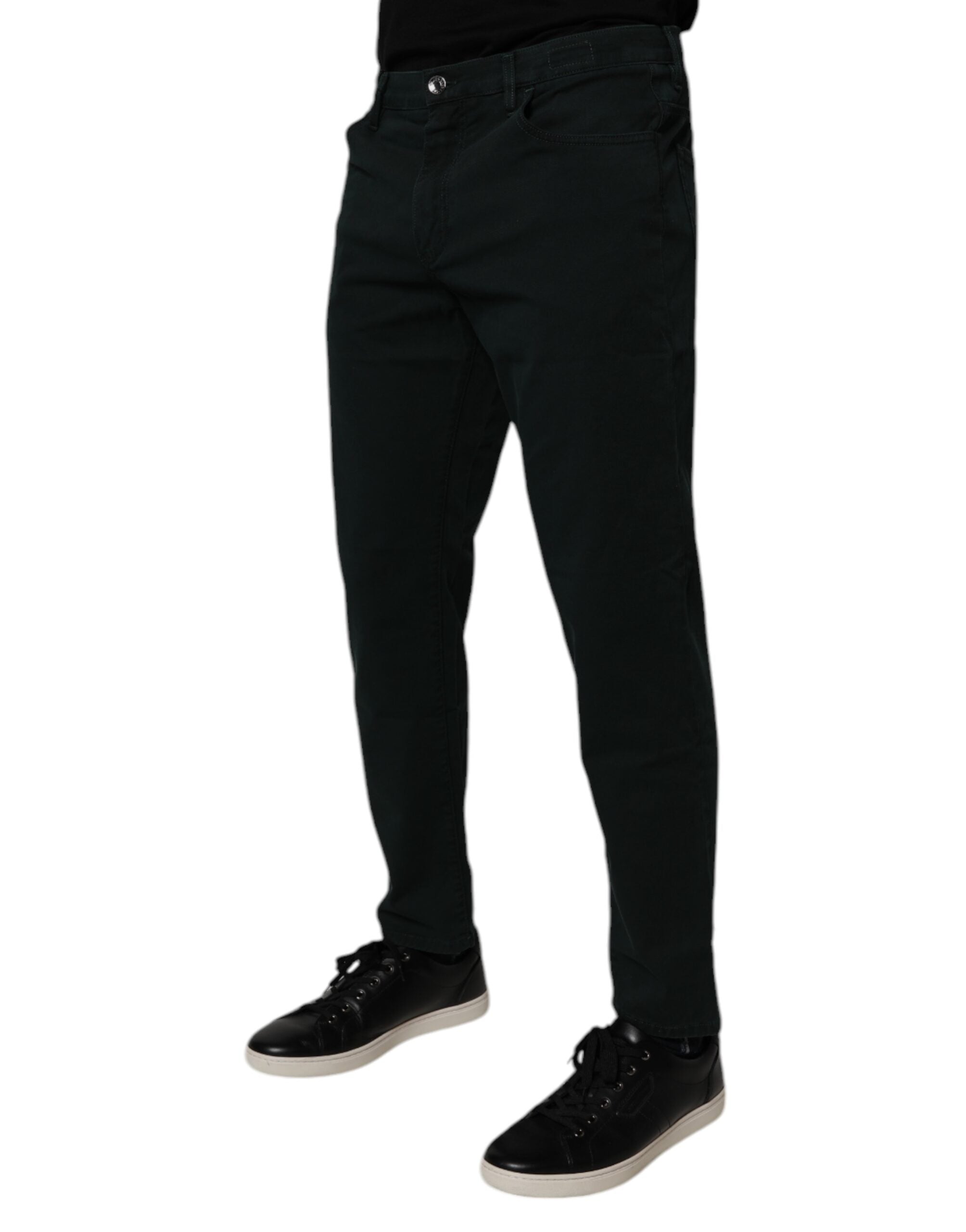 Dolce & Gabbana Dark Green Cotton Loose Men's Denim Jeans-3