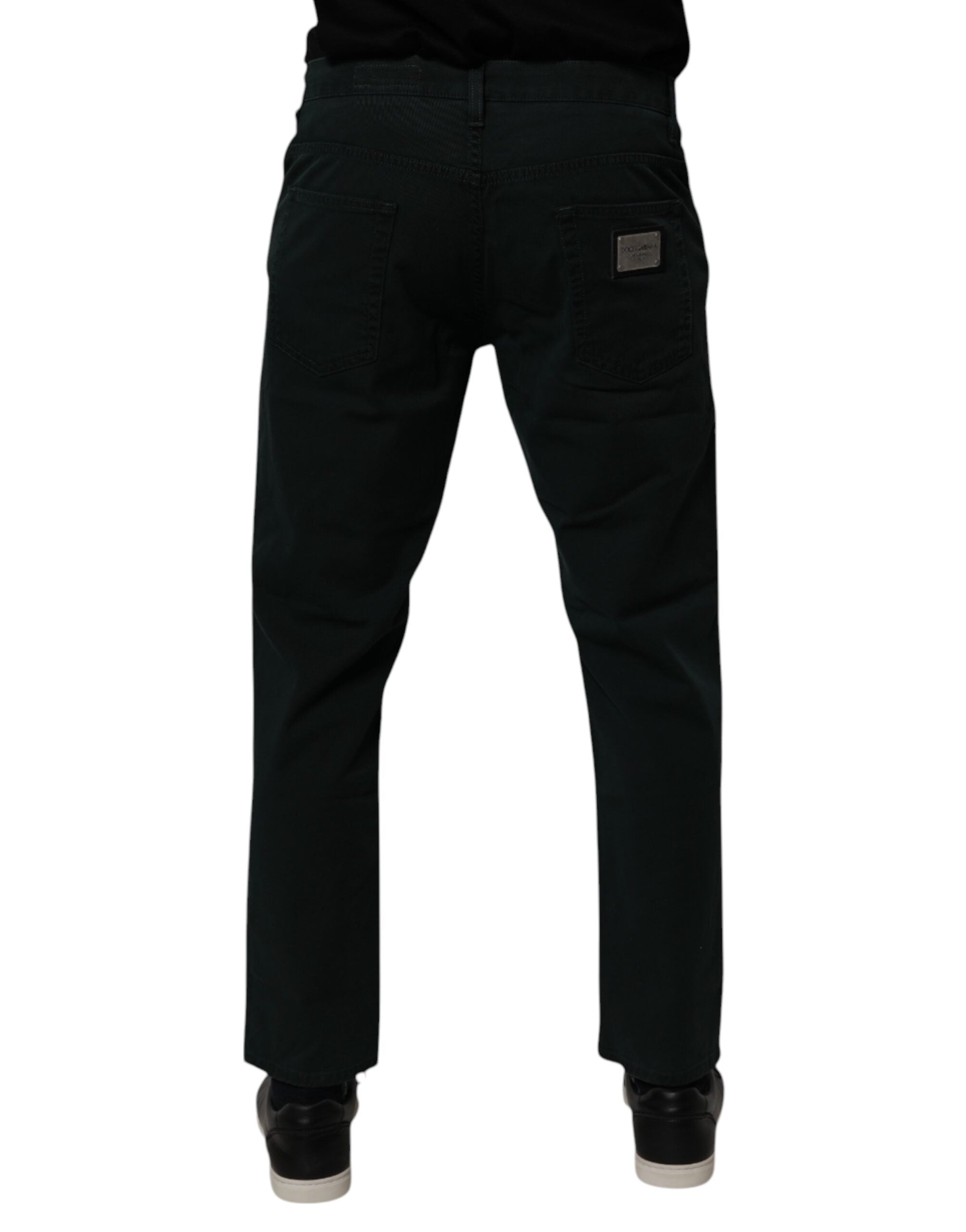 Dolce & Gabbana Dark Green Cotton Loose Men's Denim Jeans-4