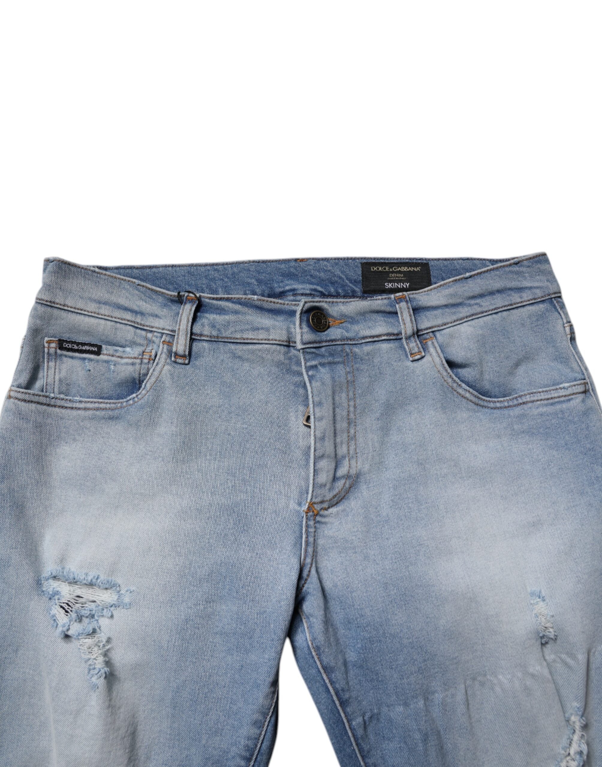 Dolce & Gabbana Blue Distressed Cotton Skinny Men's Denim Jeans-5