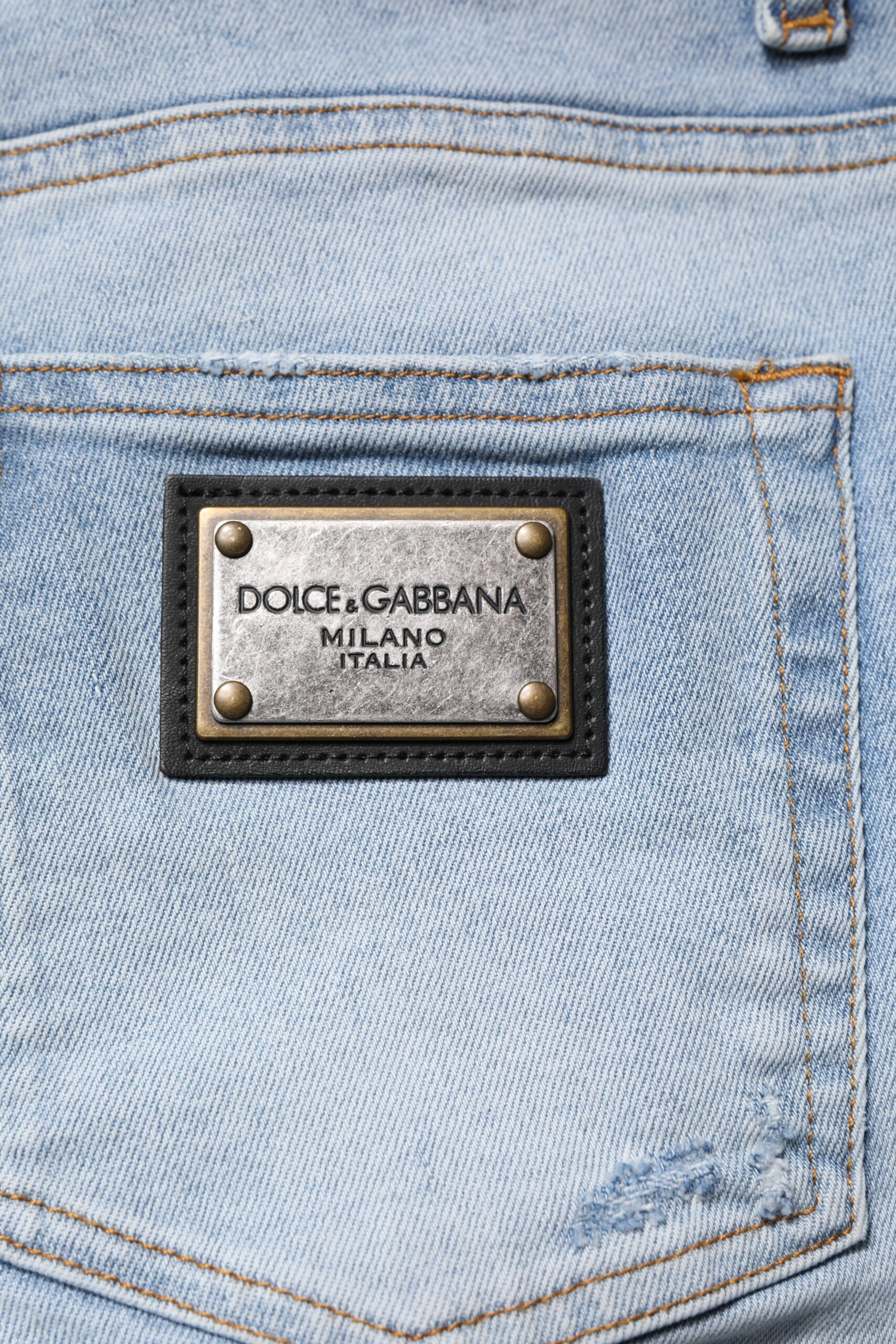 Dolce & Gabbana Blue Distressed Cotton Skinny Men's Denim Jeans-6