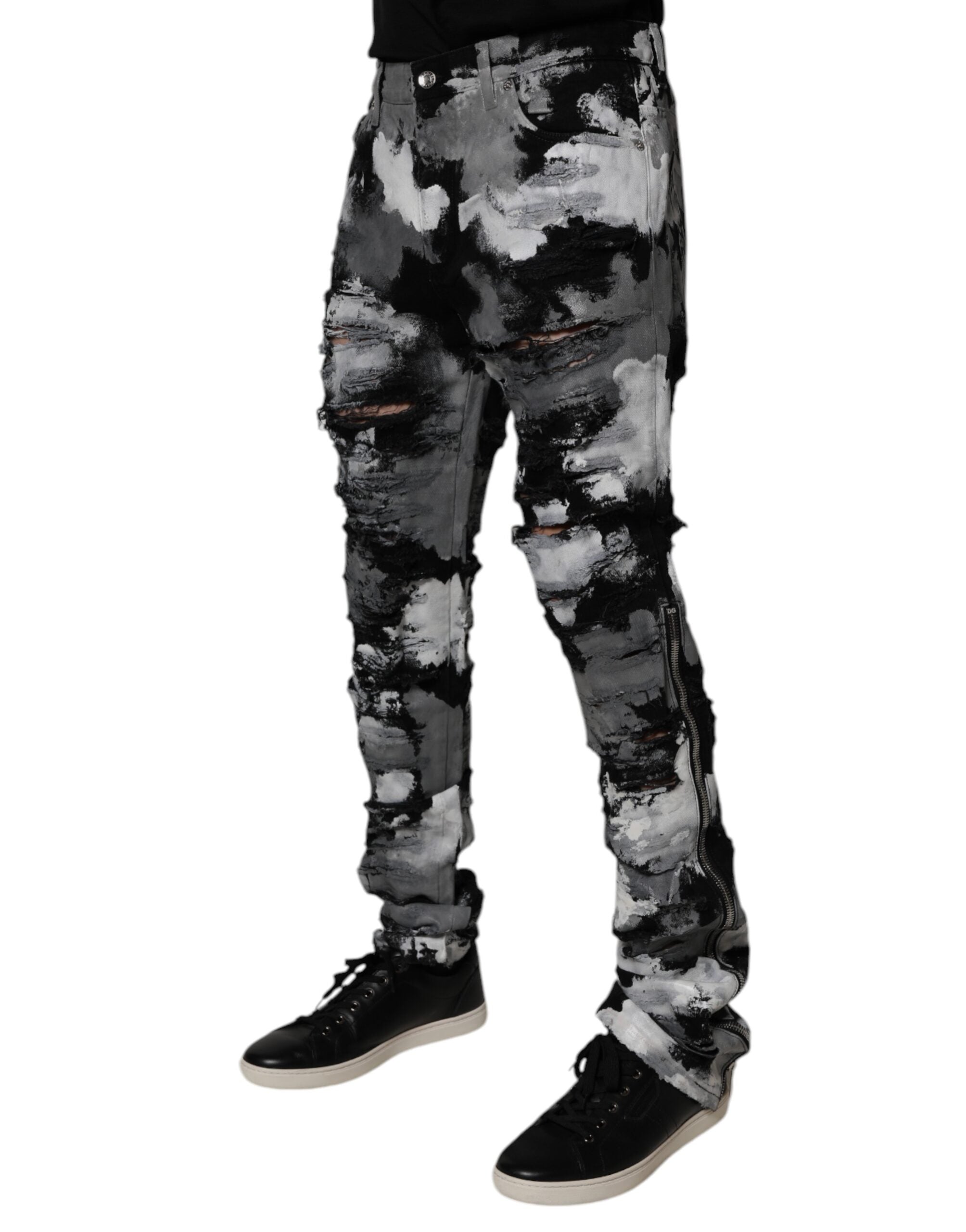 Dolce & Gabbana Multicolor Camouflage Ripped Skinny Denim Jeans-3