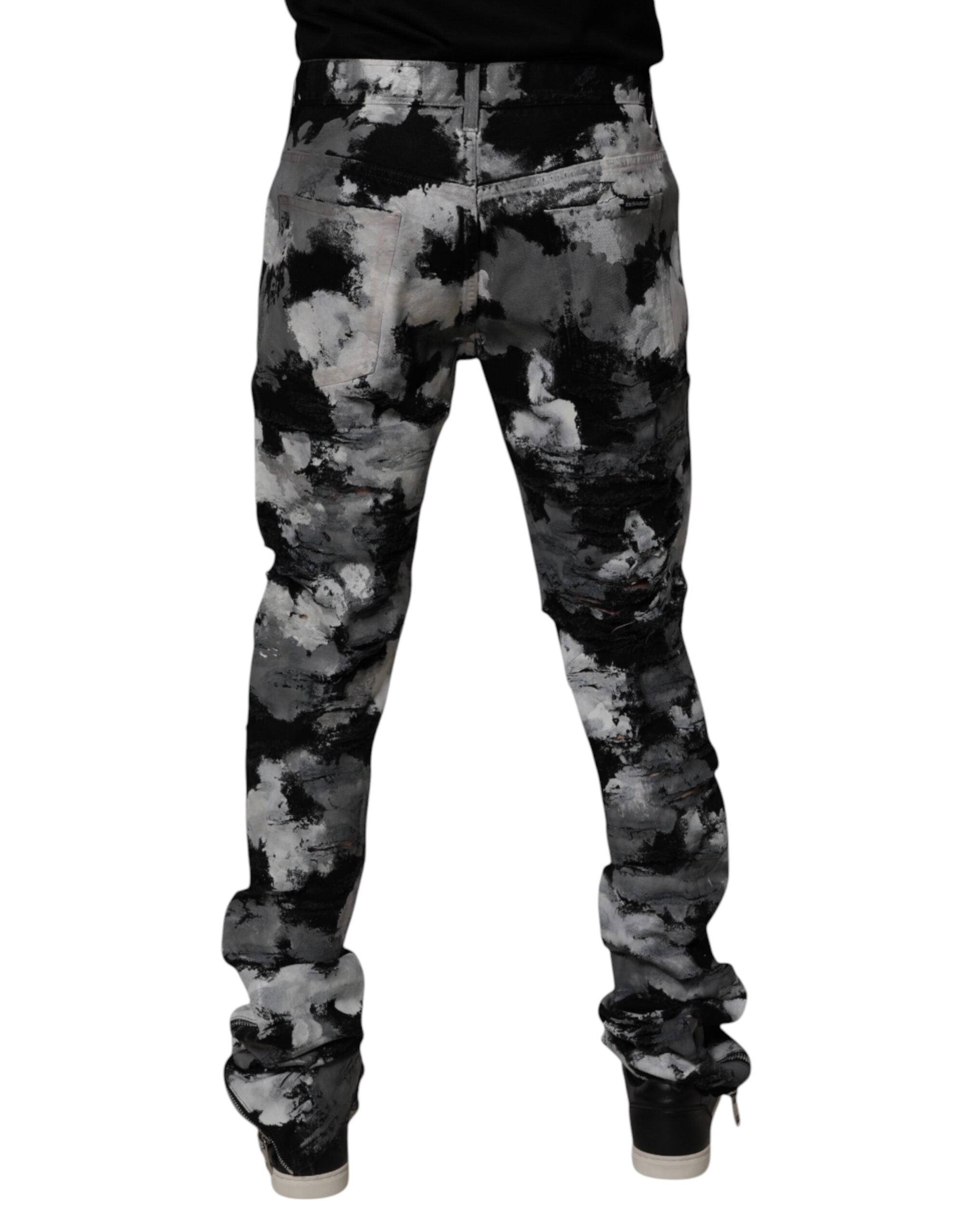 Dolce & Gabbana Multicolor Camouflage Ripped Skinny Denim Jeans-4