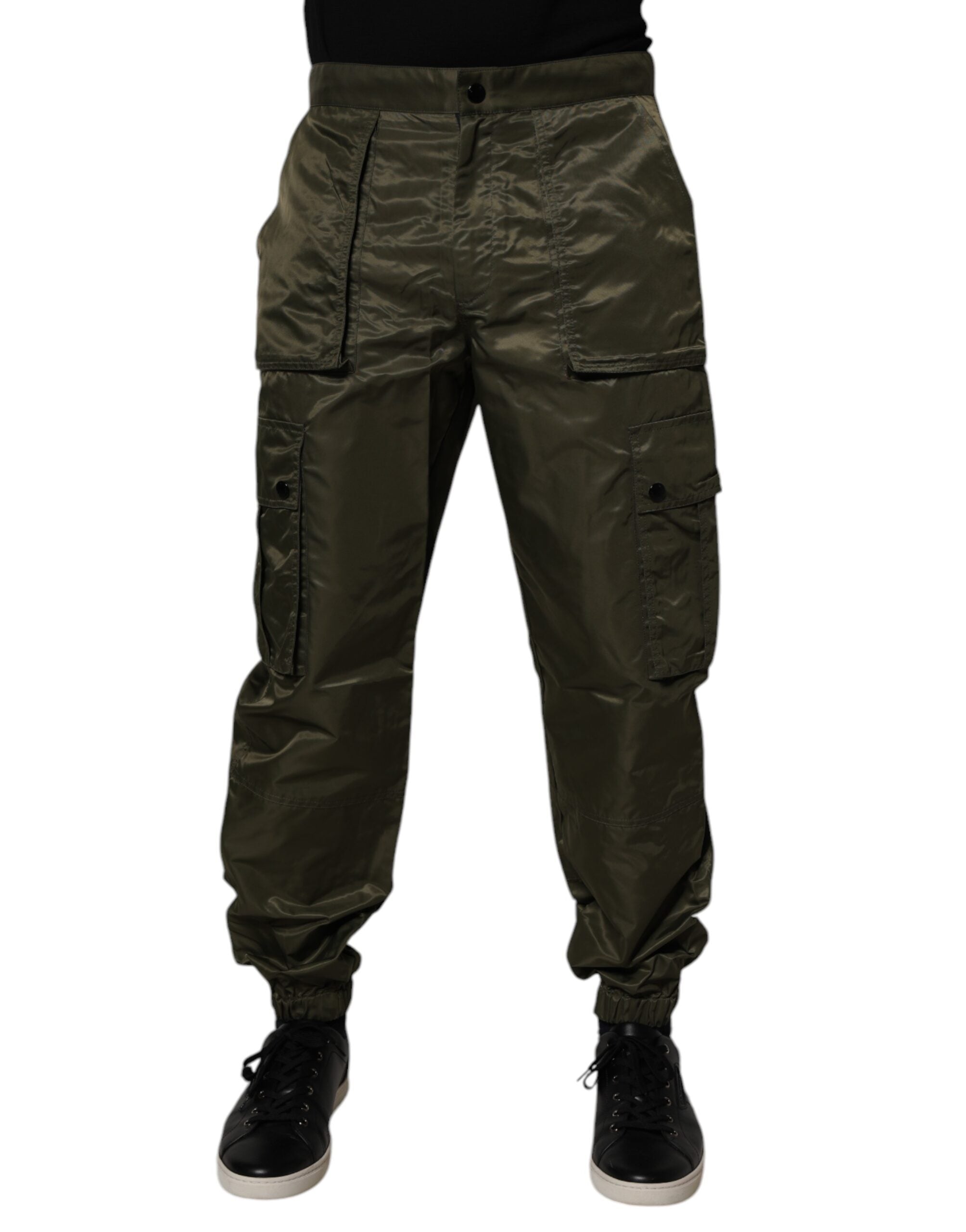 Dolce & Gabbana Dark Green Nylon Cargo Trousers-2