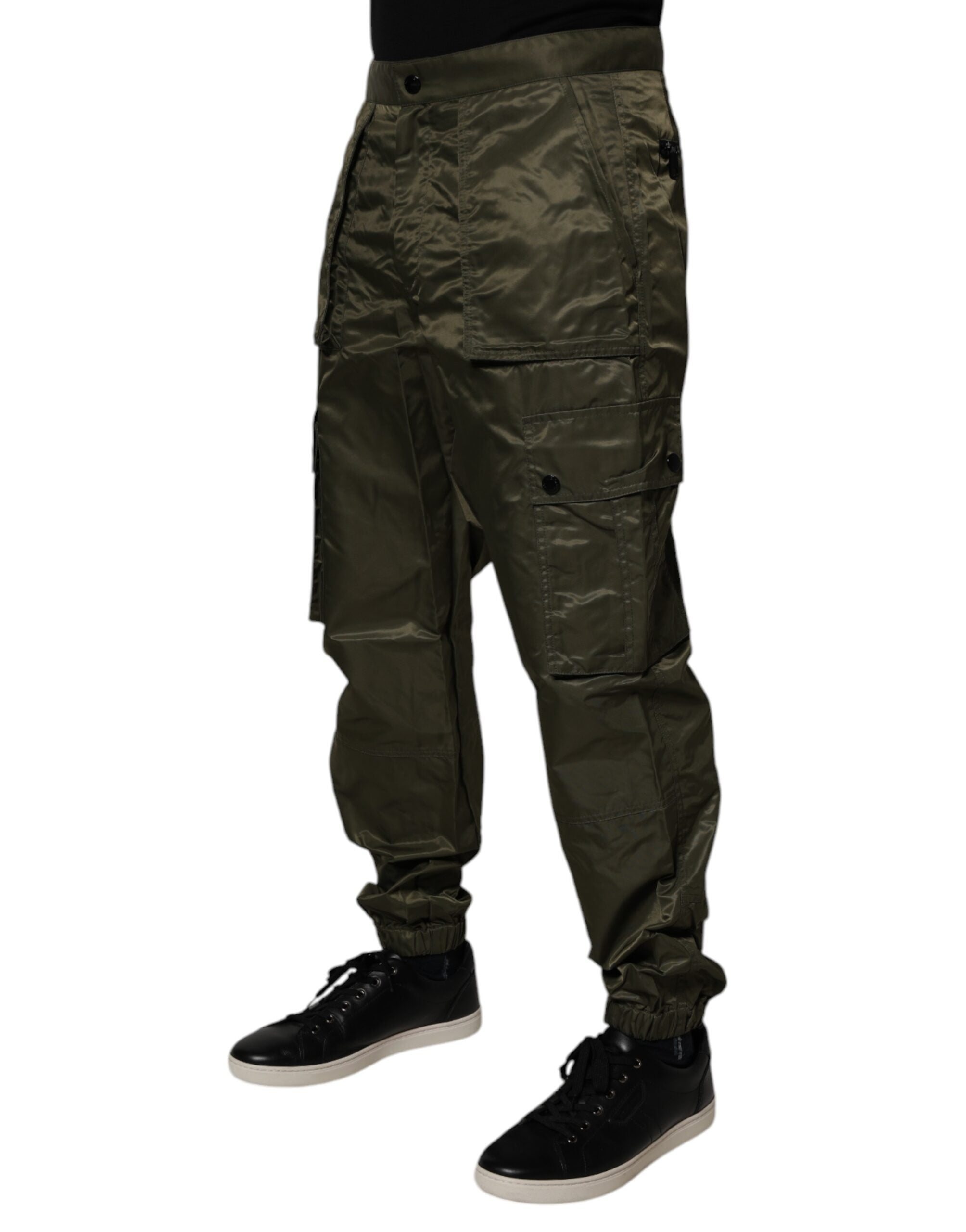 Dolce & Gabbana Dark Green Nylon Cargo Trousers-3