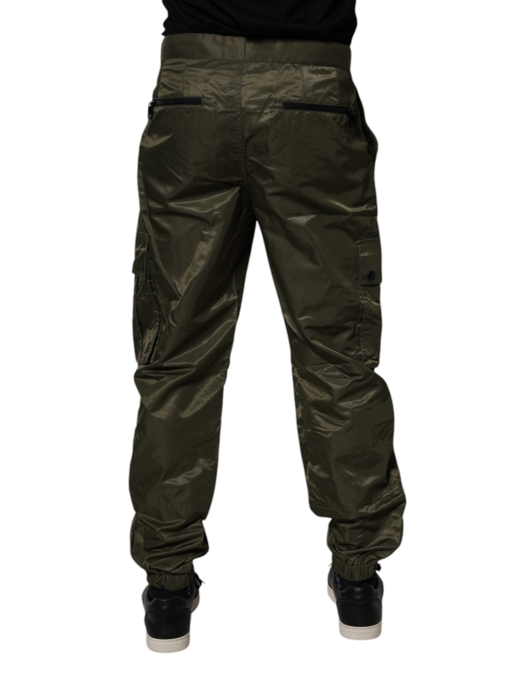 Dolce & Gabbana Dark Green Nylon Cargo Trousers-4