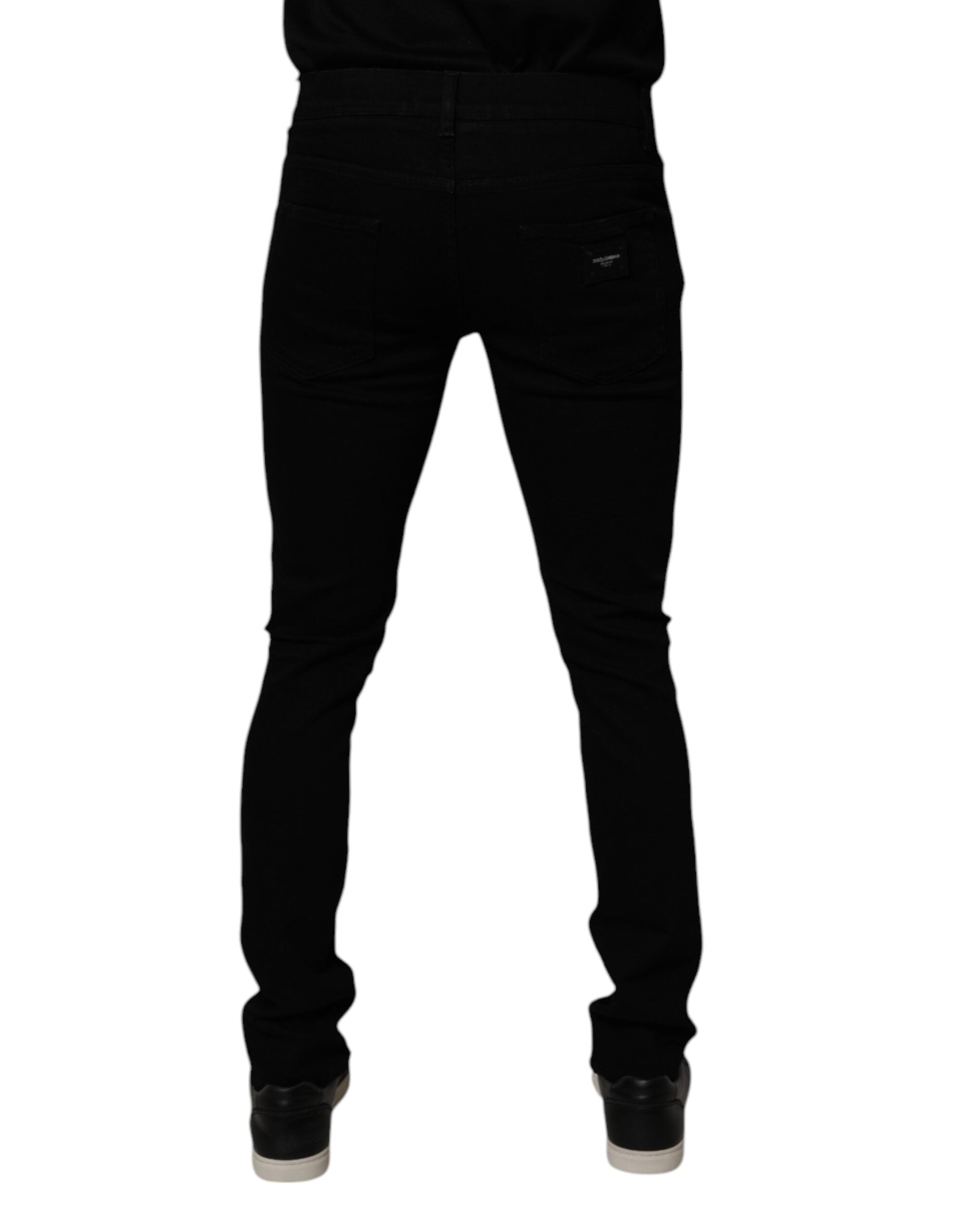 Vaqueros ajustados de algodón elástico negro Dolce & Gabbana para hombre-4