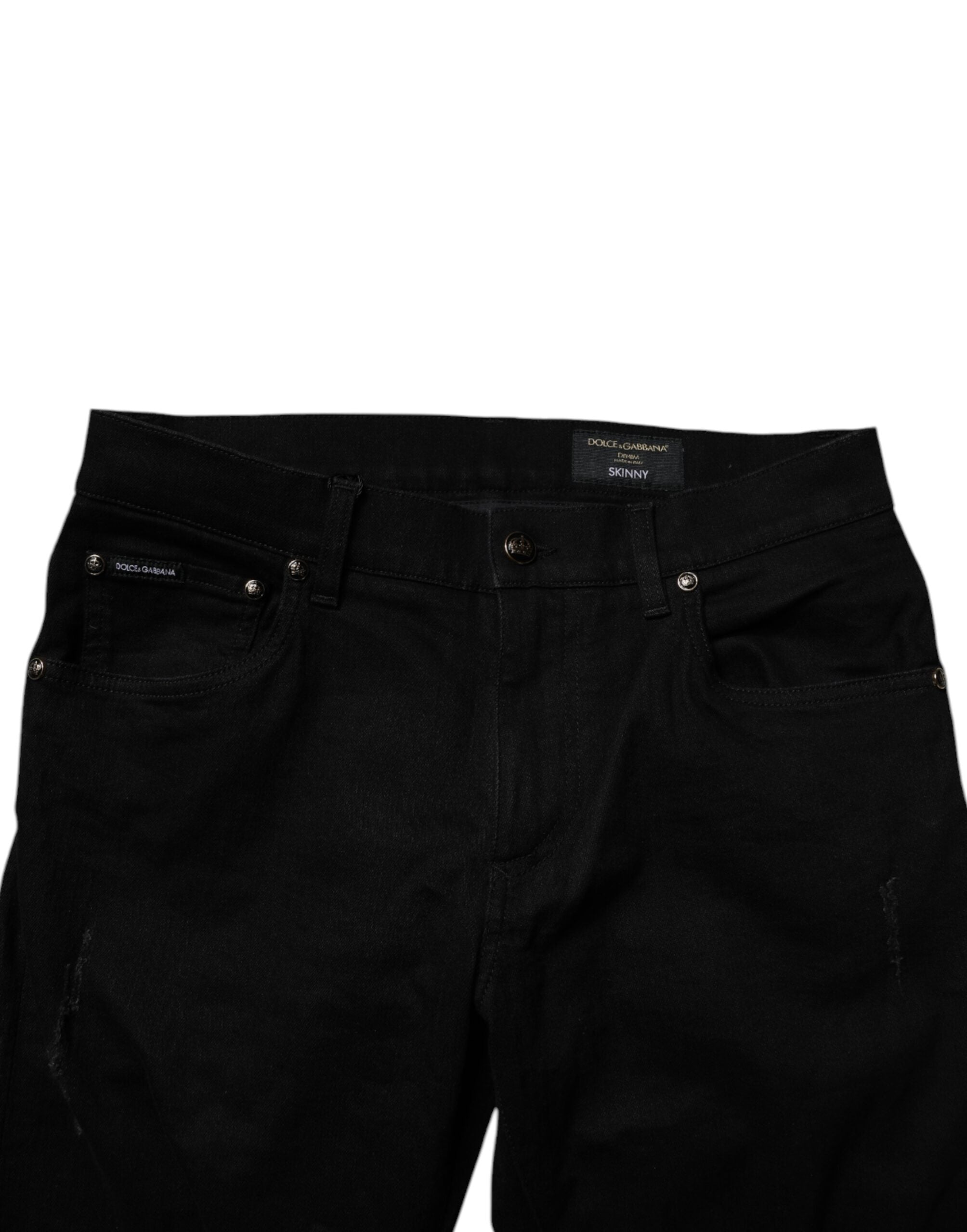 Vaqueros ajustados de algodón elástico negro Dolce & Gabbana para hombre-5