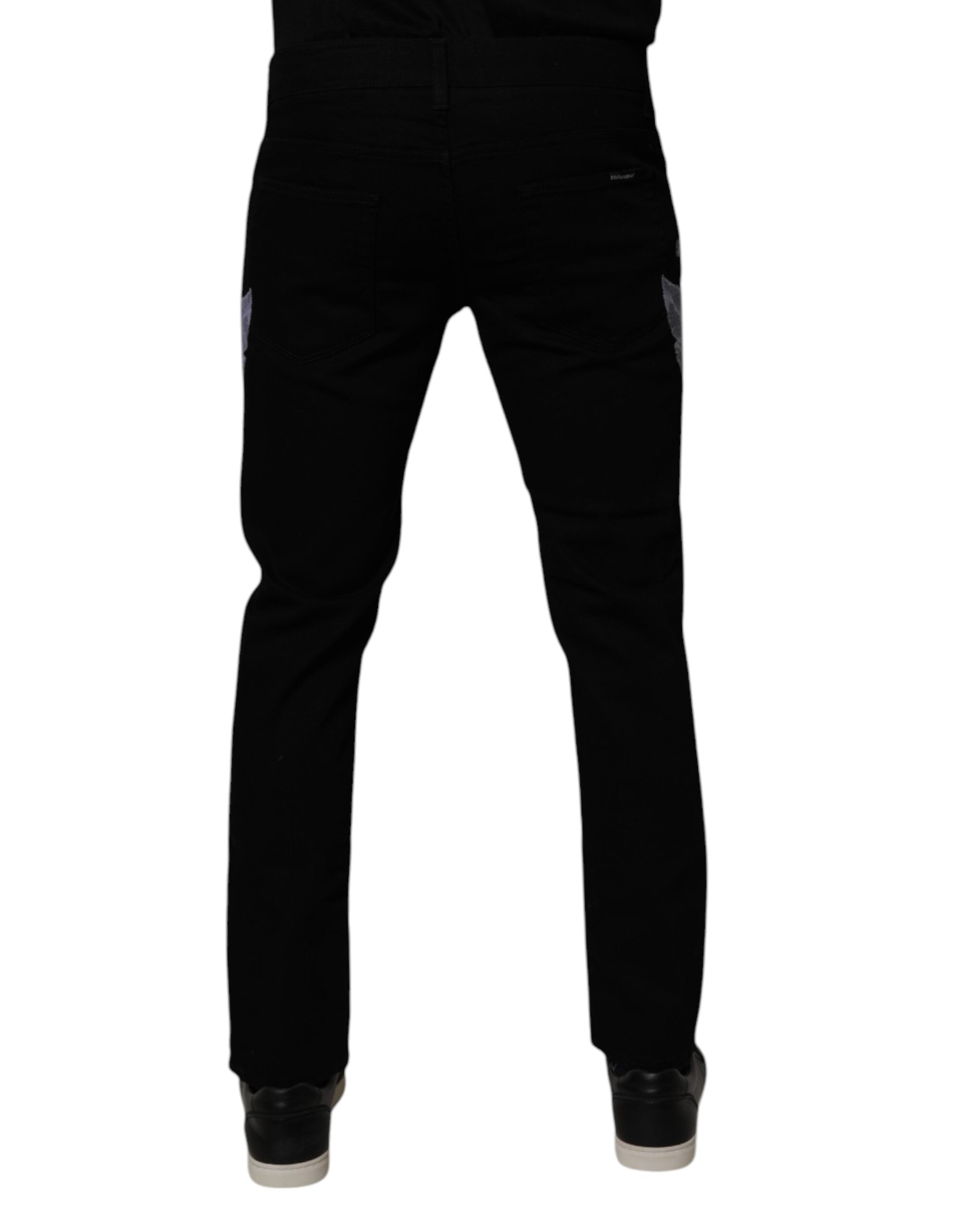 Dolce & Gabbana Black Floral Cotton Skinny Jeans for Men in Denim-4