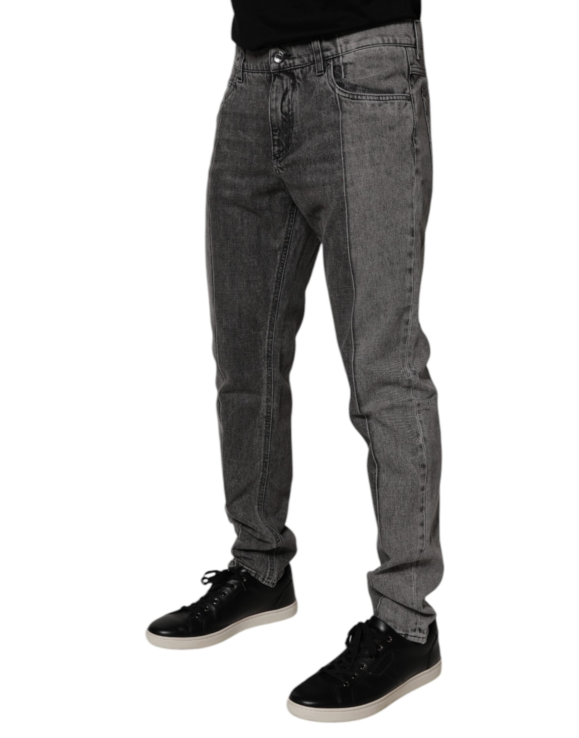 Dolce & Gabbana Zweifarbige graue Denim-Jeans aus Baumwolle-3