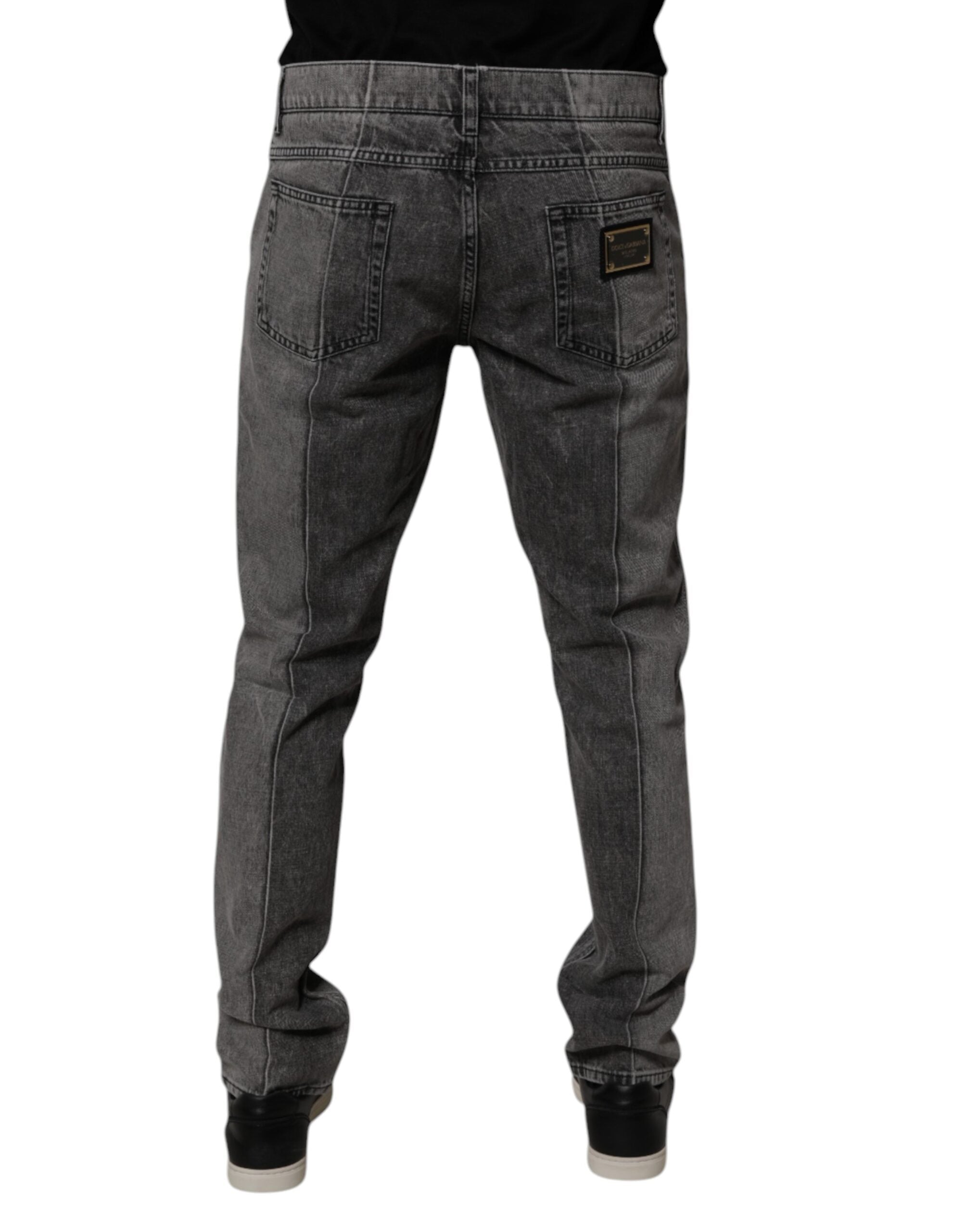 Dolce & Gabbana Zweifarbige graue Denim-Jeans aus Baumwolle-4