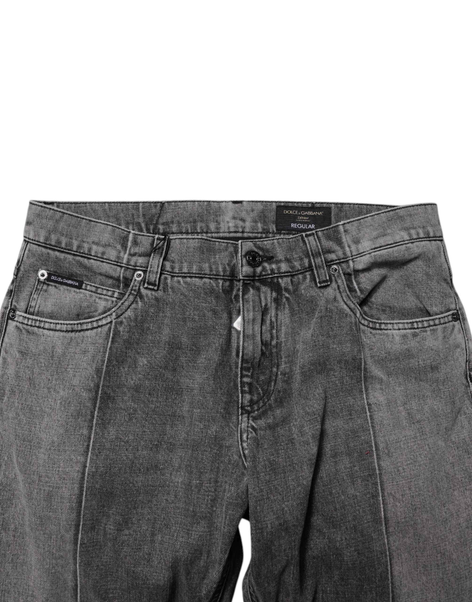 Dolce & Gabbana Zweifarbige graue Denim-Jeans aus Baumwolle-5