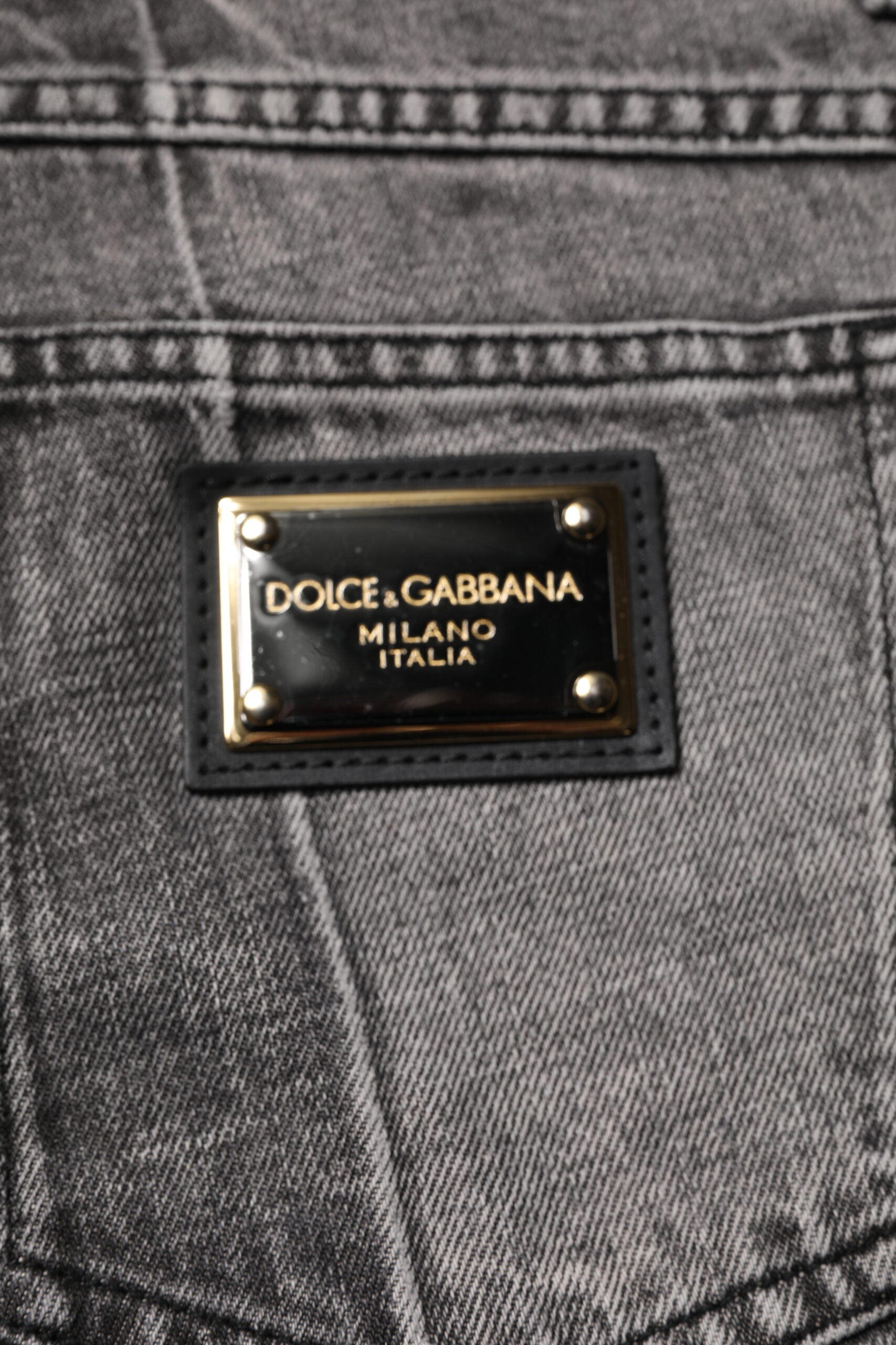 Dolce & Gabbana Zweifarbige graue Denim-Jeans aus Baumwolle-6