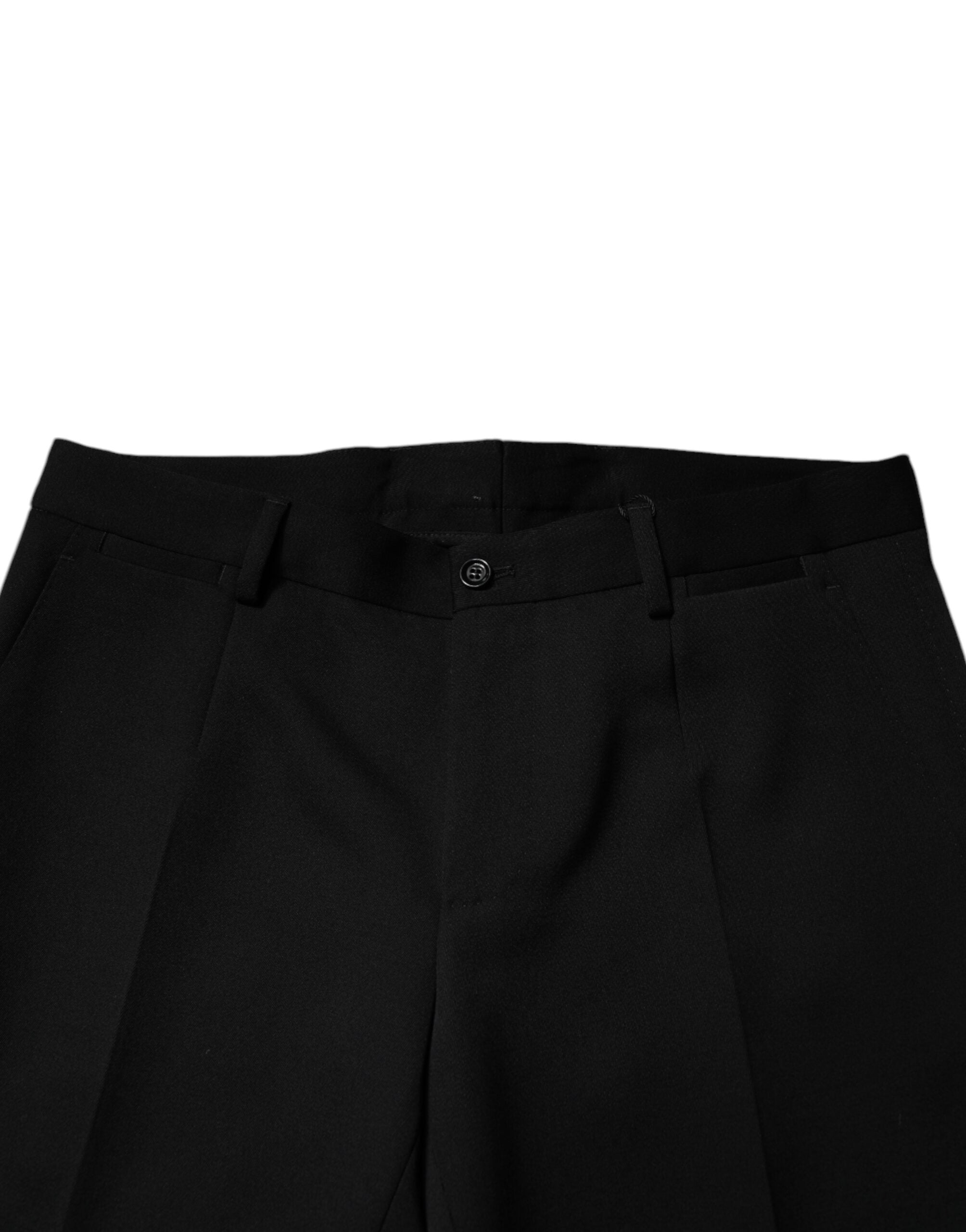 Pantalones de traje formal cónicos negros de lana de Dolce & Gabbana-5