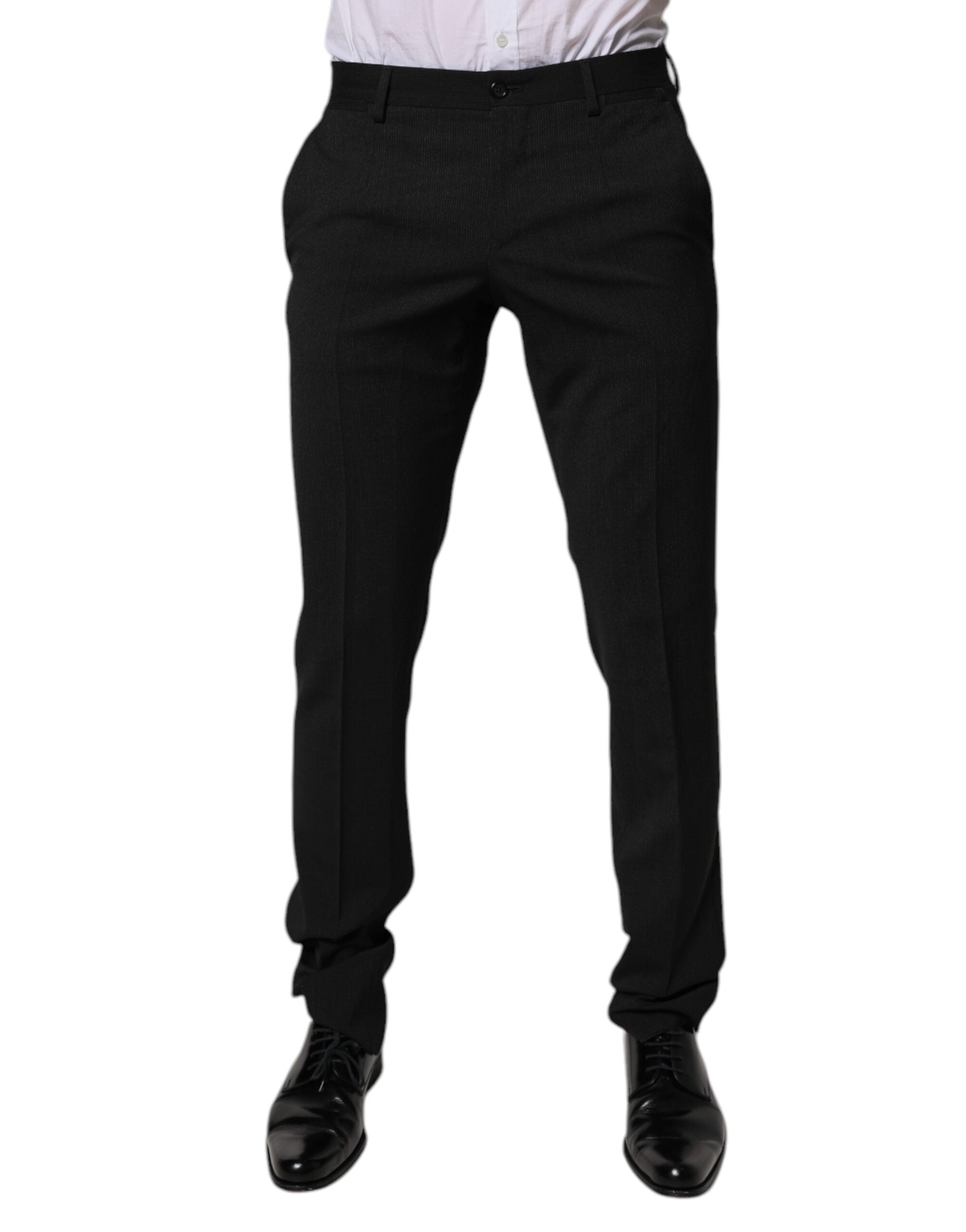 Pantalones de traje formales cónicos de poliéster negro para hombre de Dolce & Gabbana-2