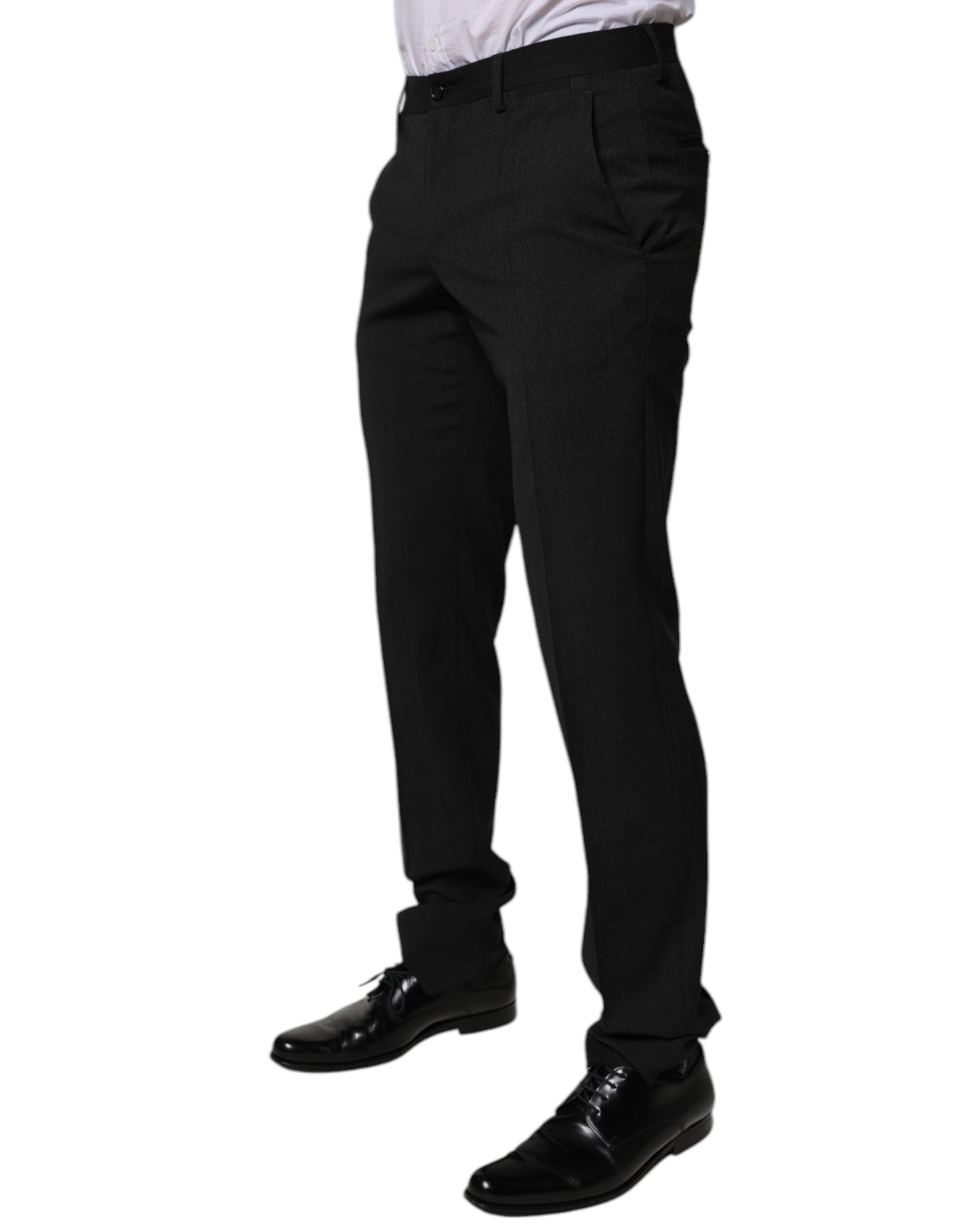 Pantalones de traje formales cónicos de poliéster negro para hombre de Dolce & Gabbana-3