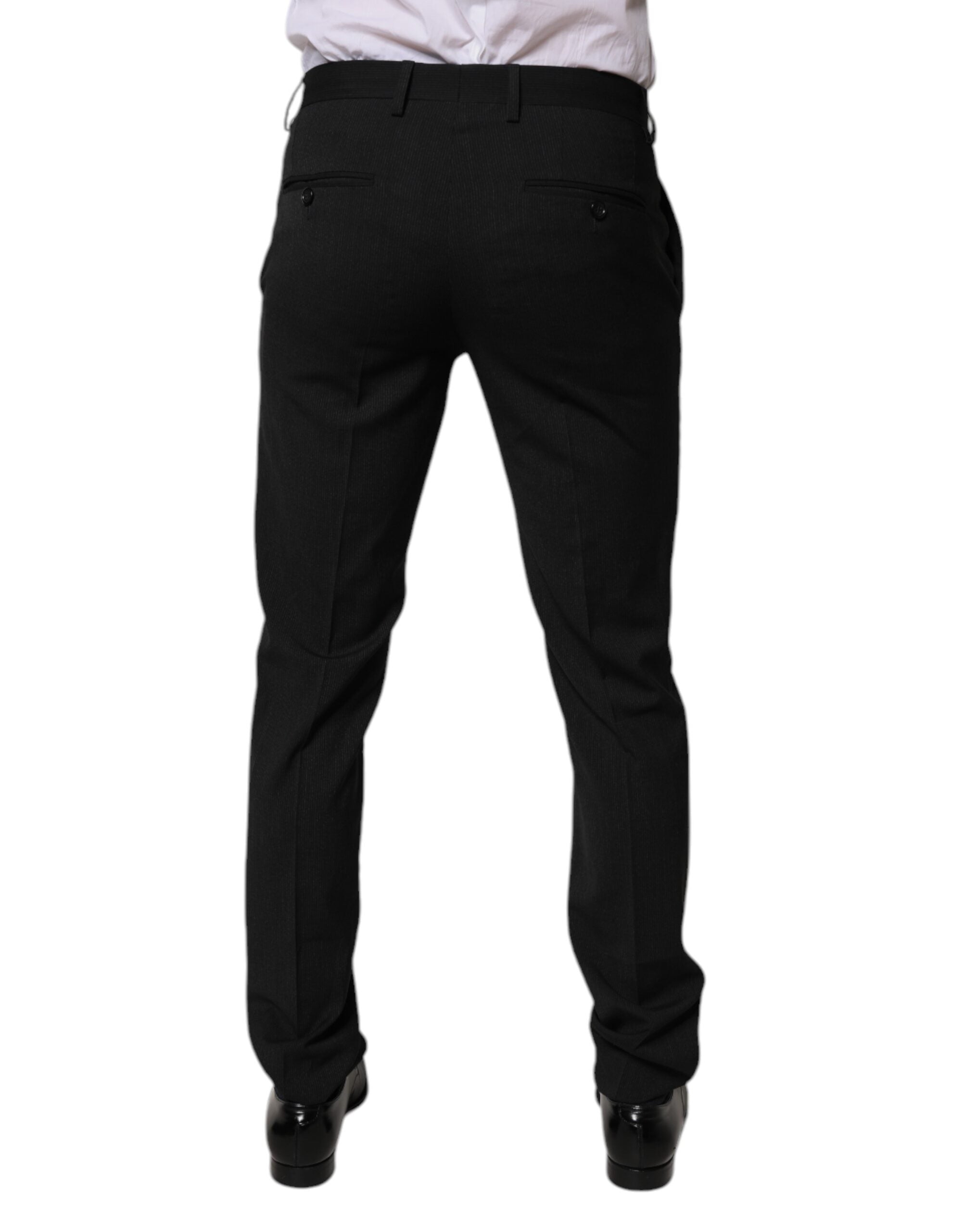 Pantalones de traje formales cónicos de poliéster negro para hombre de Dolce & Gabbana-4