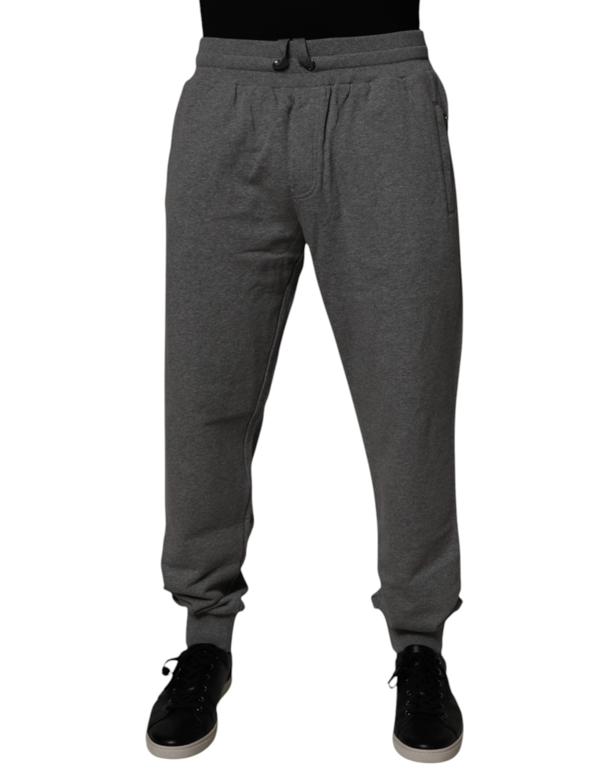 Dolce & Gabbana Grey Logo Cotton Jogging Pants for Men-1
