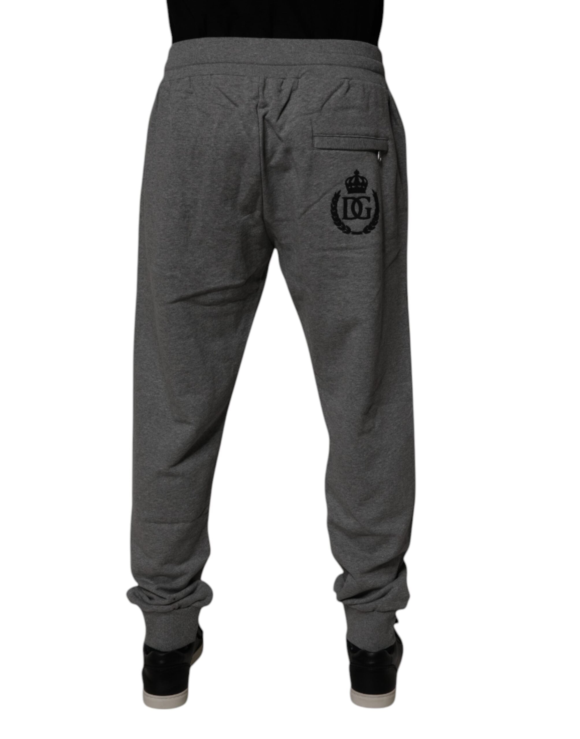 Dolce & Gabbana Grey Logo Cotton Jogging Pants for Men-4