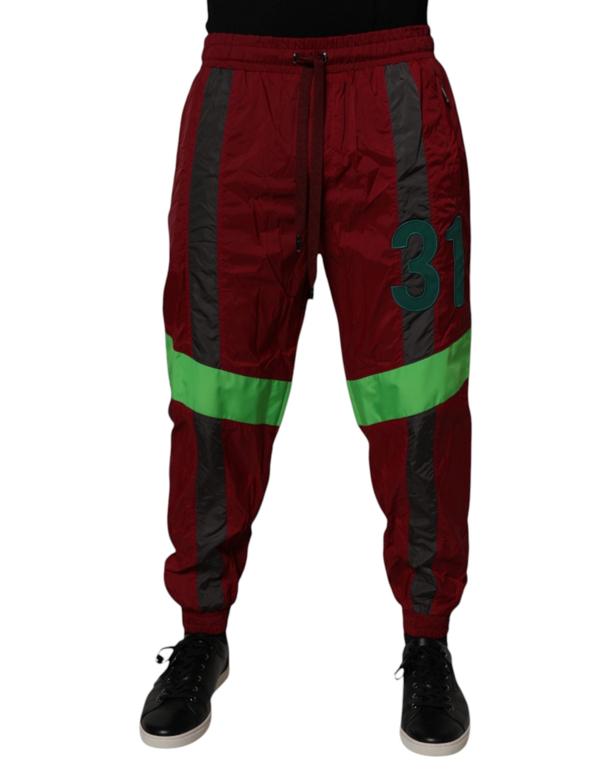 Dolce & Gabbana Maroon Nylon Men's Jogger Sweatpants Trousers-2