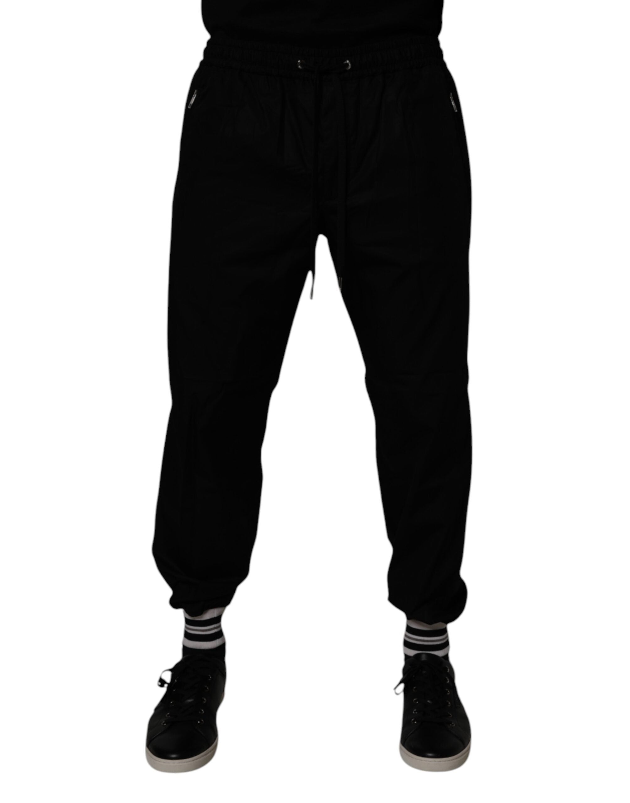 Dolce & Gabbana Schwarz Baumwolle Männer Jogger Sweatpants Hosen-1