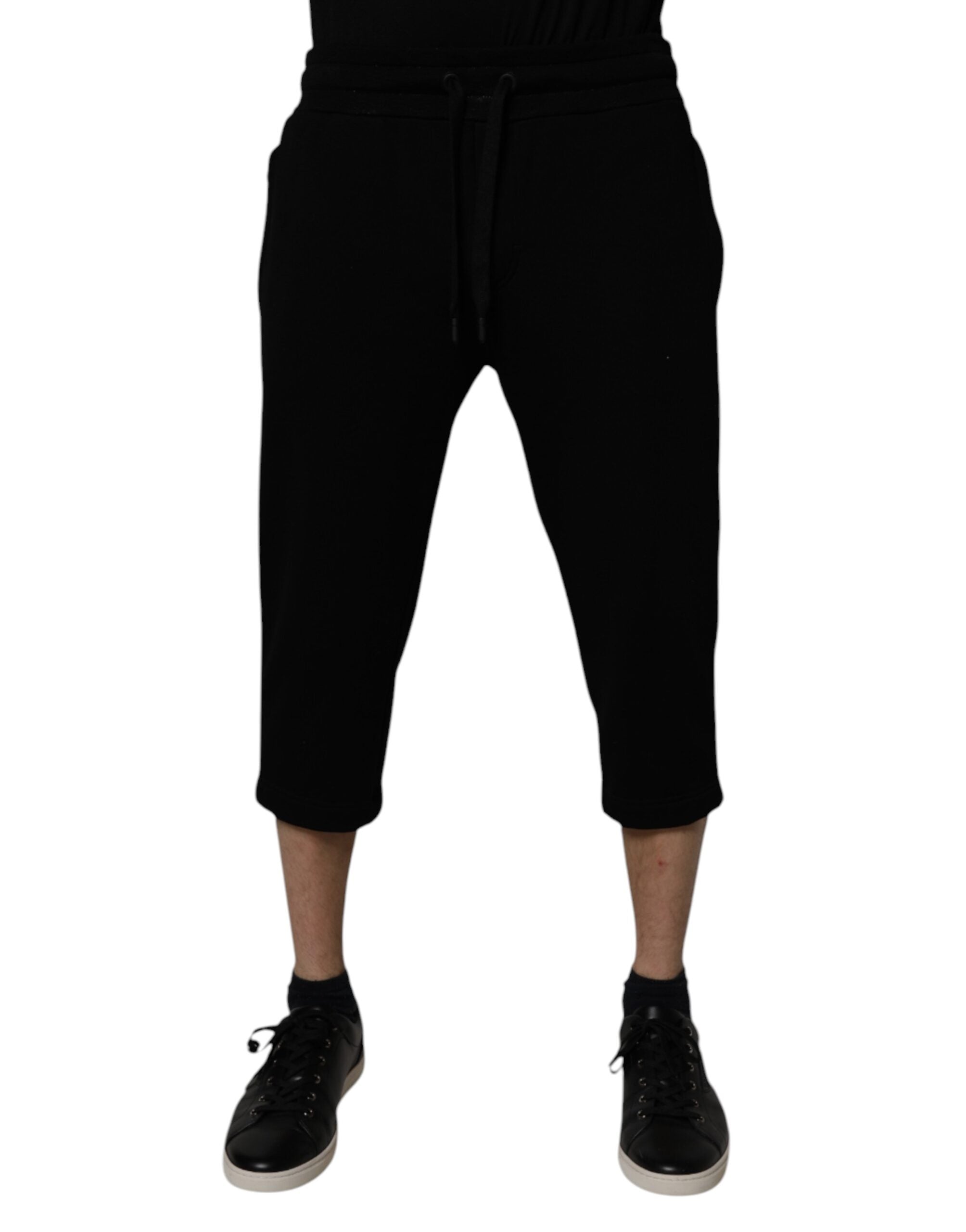 Dolce & Gabbana Schwarze Baumwollmischung Cropped Sweatpants Hose-2