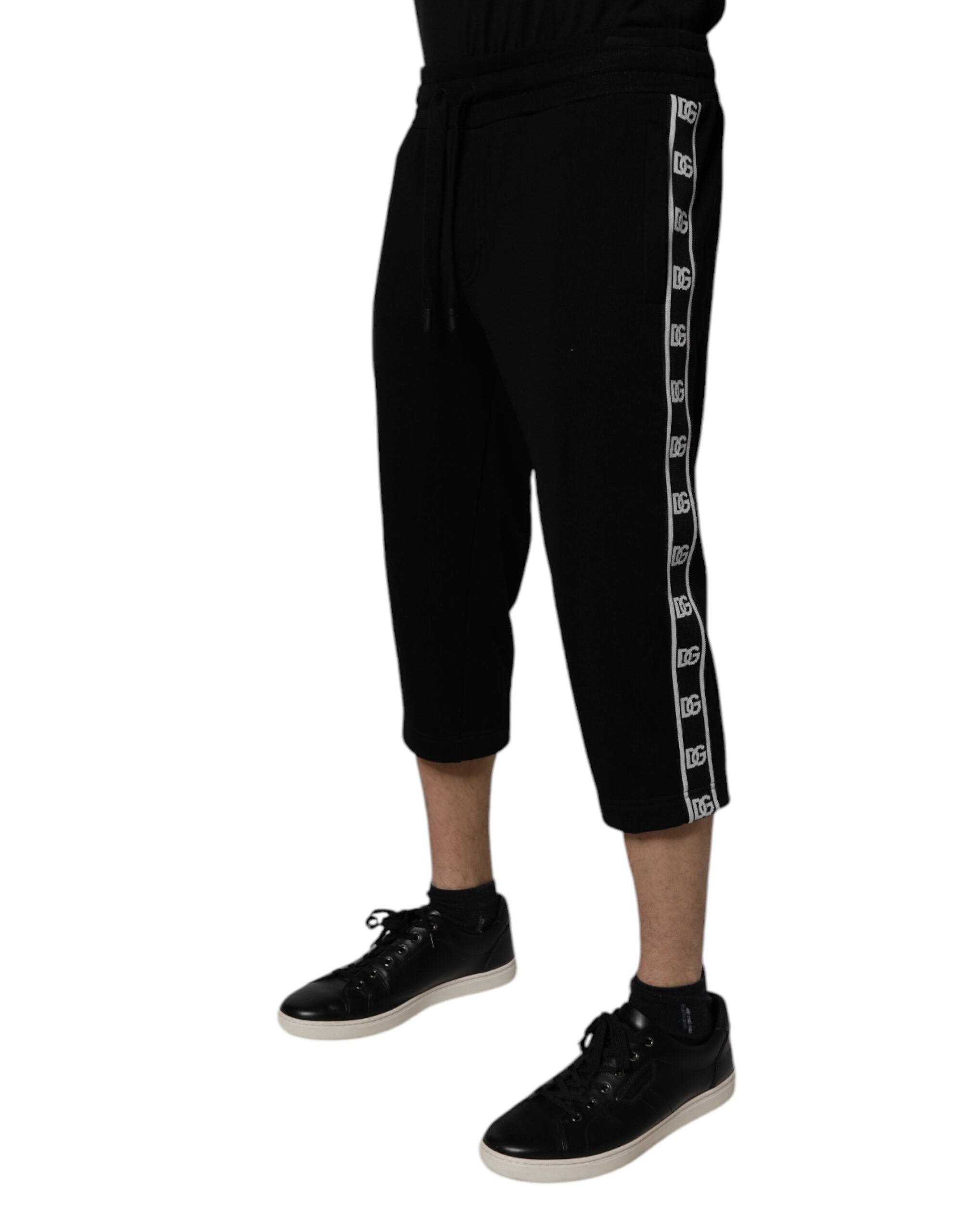 Dolce & Gabbana Schwarze Baumwollmischung Cropped Sweatpants Hose-3