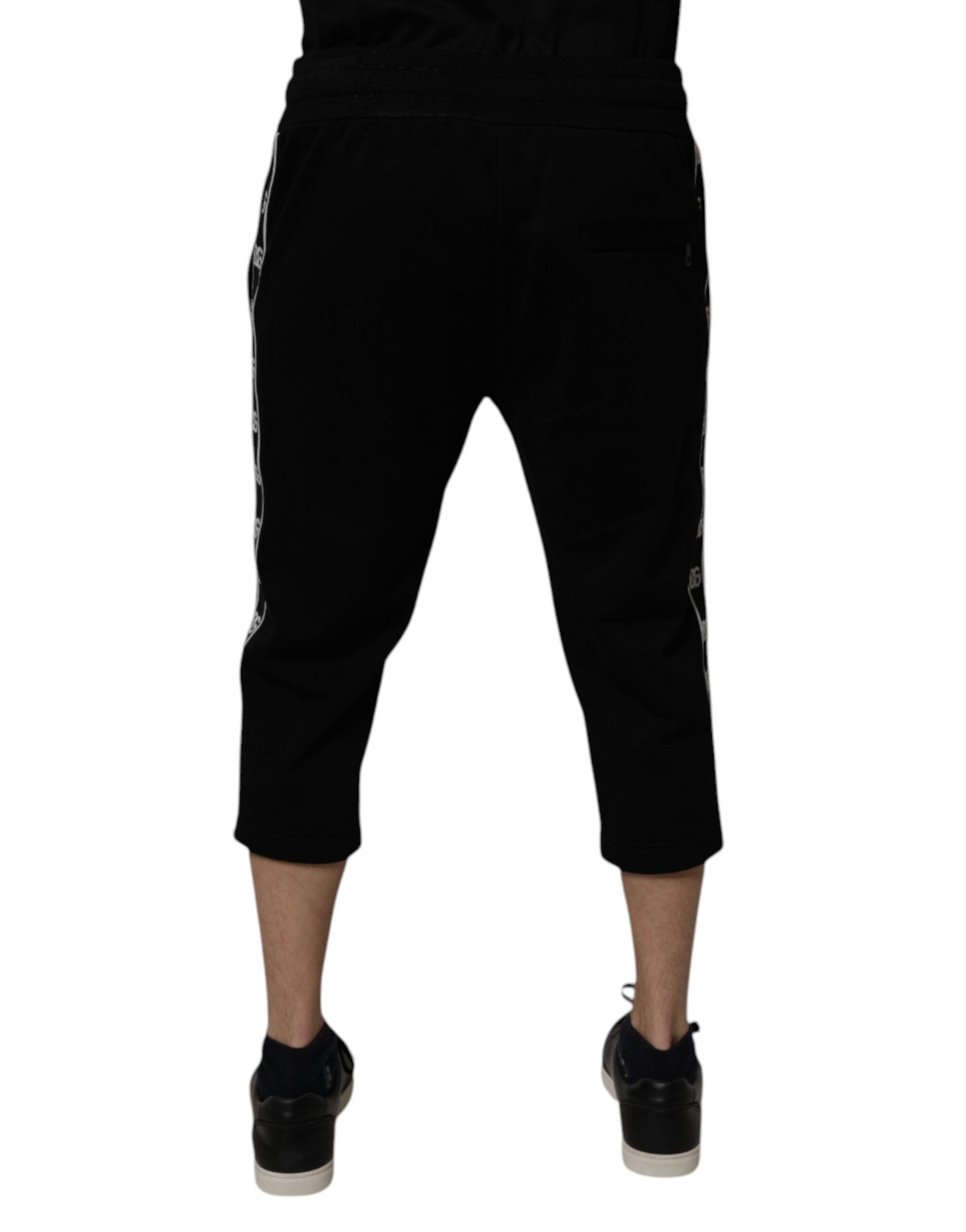 Dolce & Gabbana Schwarze Baumwollmischung Cropped Sweatpants Hose-4