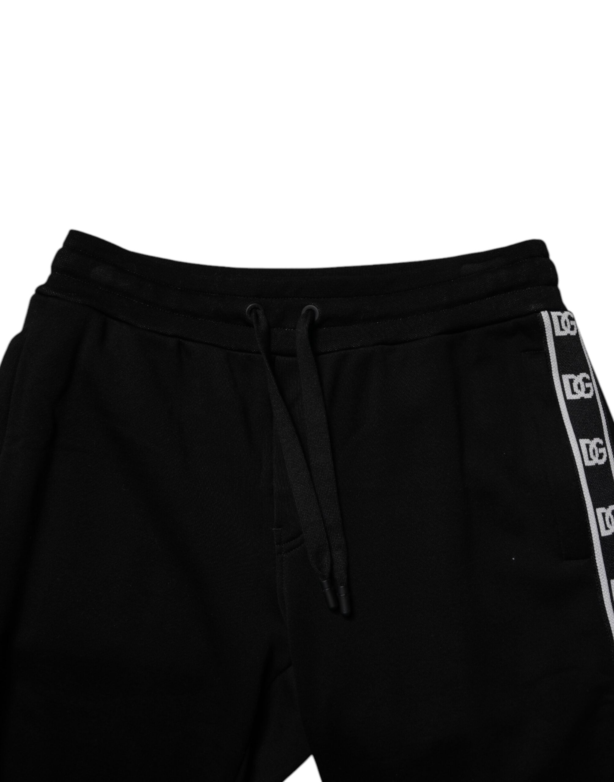 Dolce & Gabbana Schwarze Baumwollmischung Cropped Sweatpants Hose-5