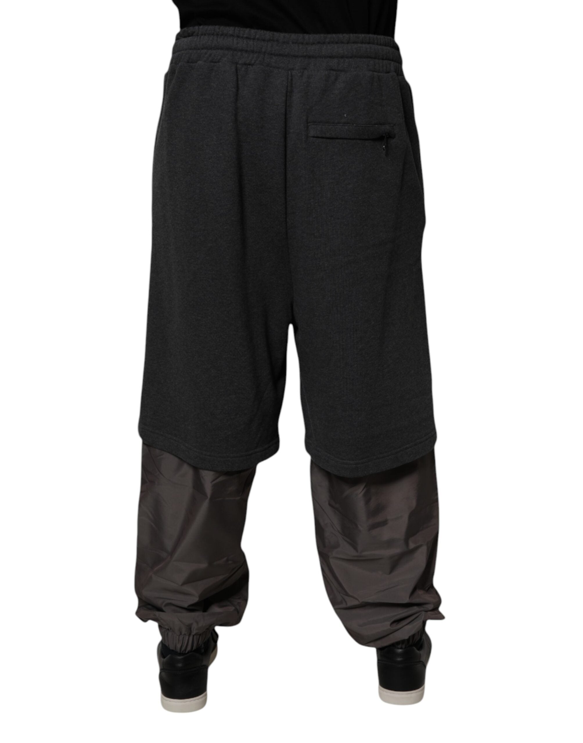 Dolce & Gabbana Dunkelgraue Baumwoll-Layered Straight Sweatpants Hose-4