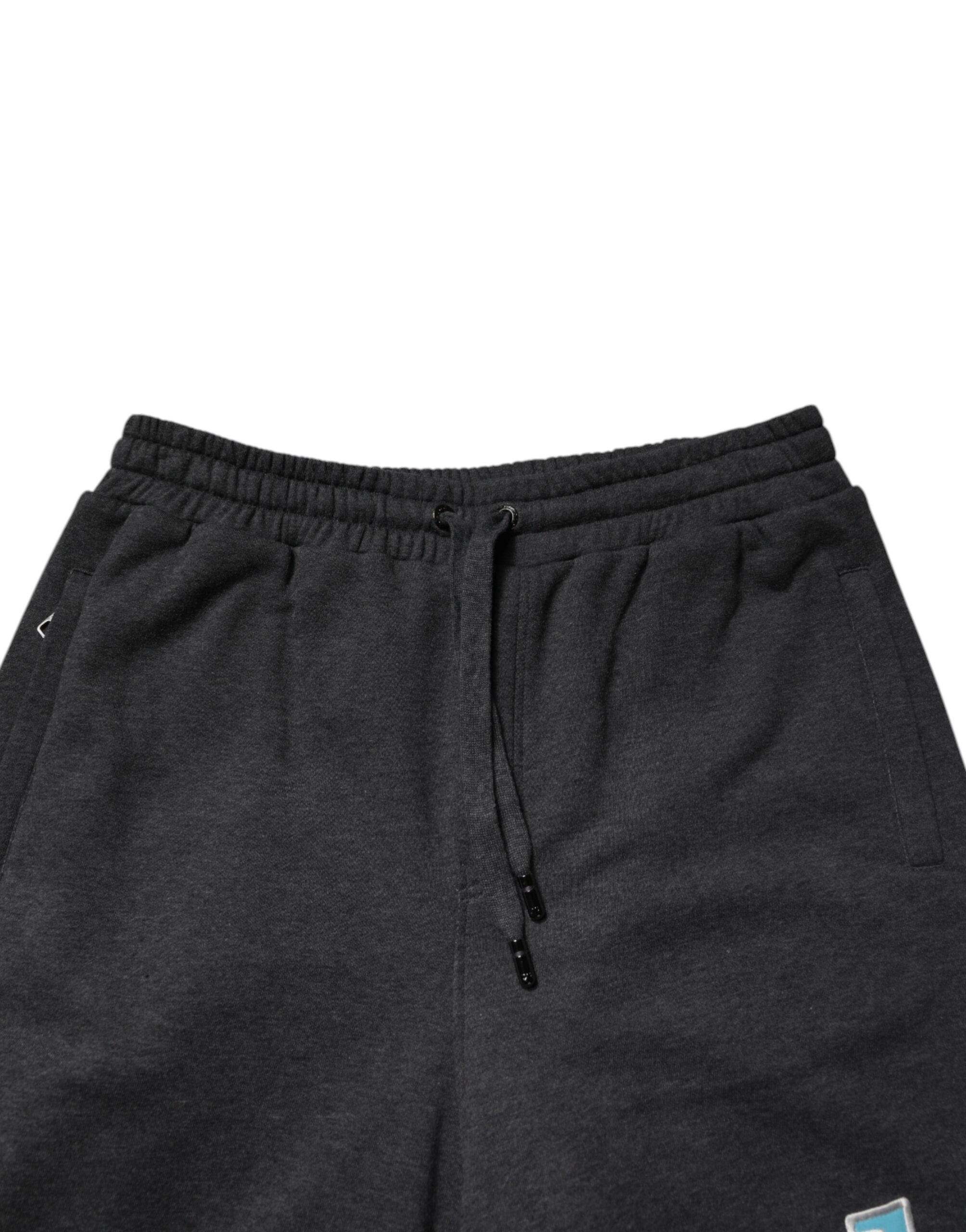 Dolce & Gabbana Dunkelgraue Baumwoll-Layered Straight Sweatpants Hose-5
