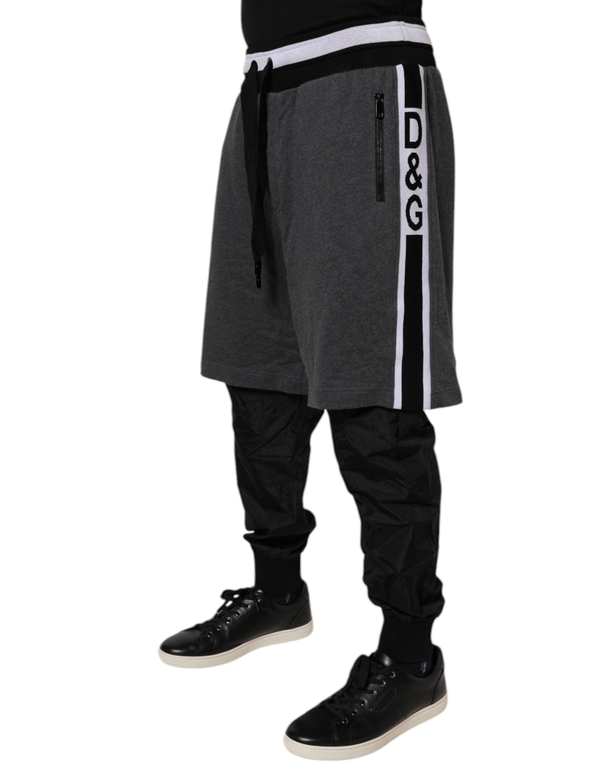 Pantalones deportivos de algodón en capas negros y grises de Dolce & Gabbana para hombre-3