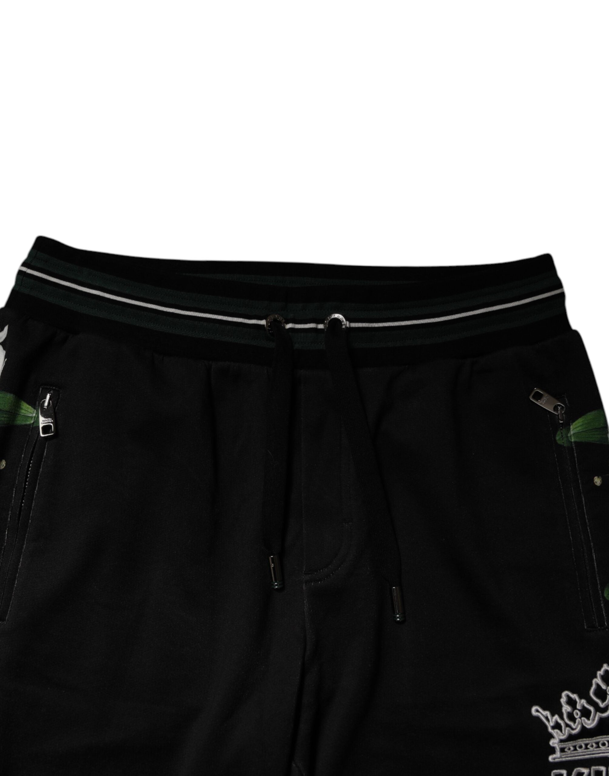Dolce & Gabbana Black Floral King Men's Jogger Sweatpants Trousers-5