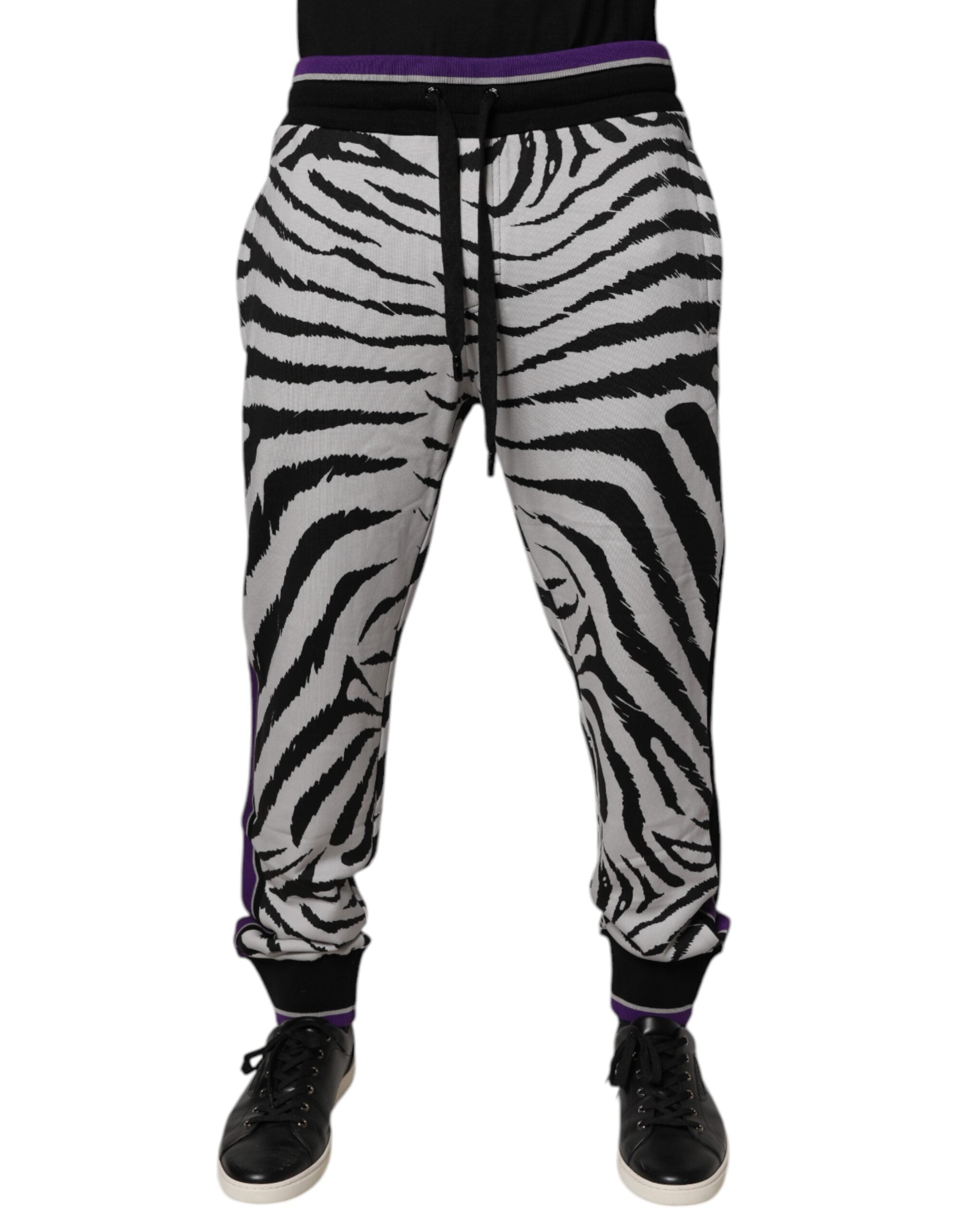 Dolce & Gabbana Black White Zebra Men's Jogger Sweatpants Trousers-2