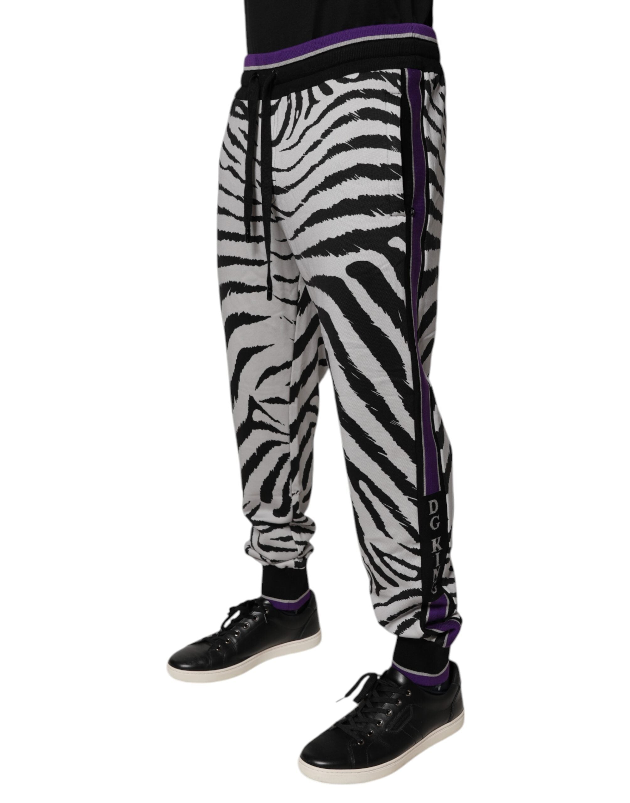 Dolce & Gabbana Black White Zebra Men's Jogger Sweatpants Trousers-3