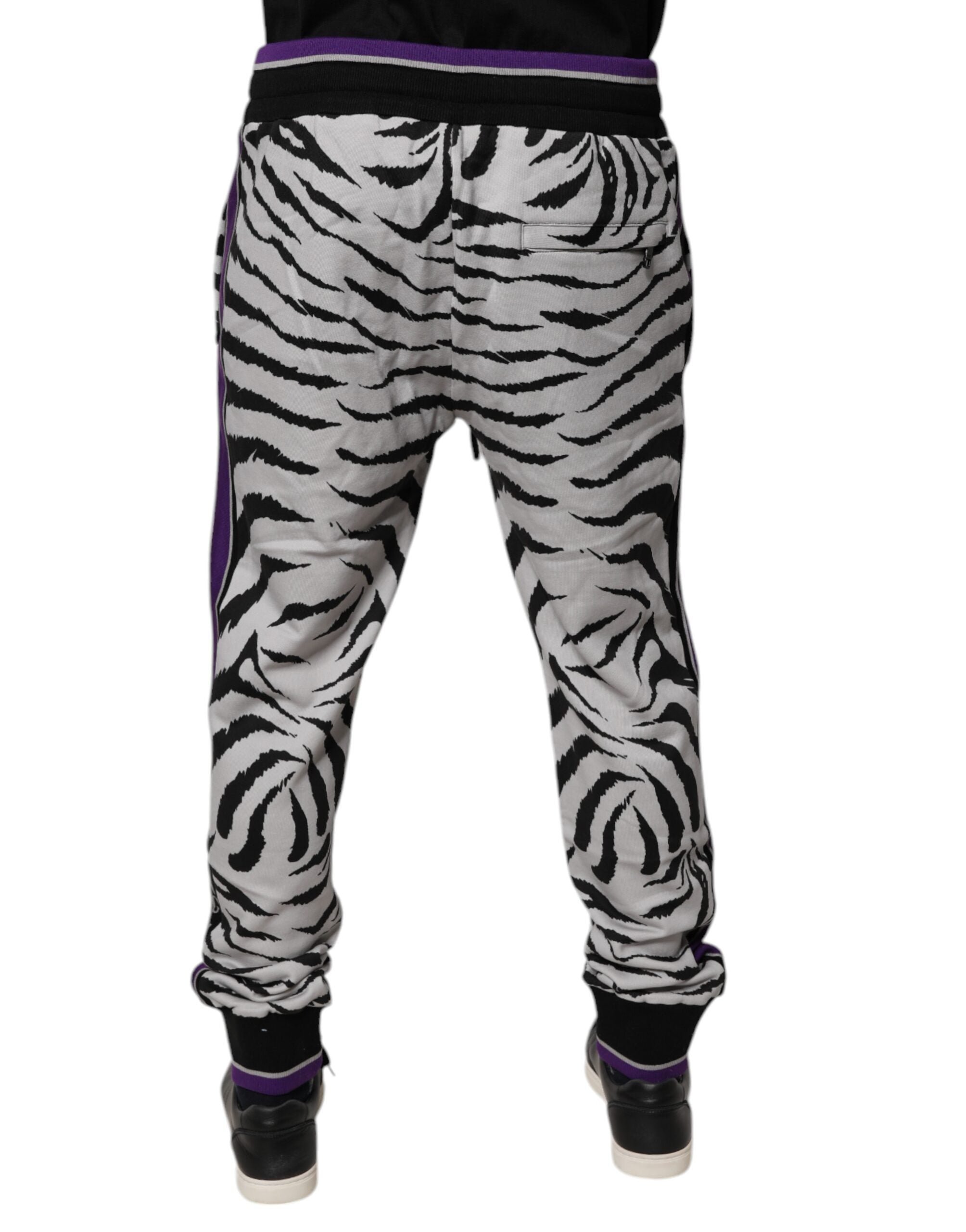Dolce & Gabbana Black White Zebra Men's Jogger Sweatpants Trousers-4