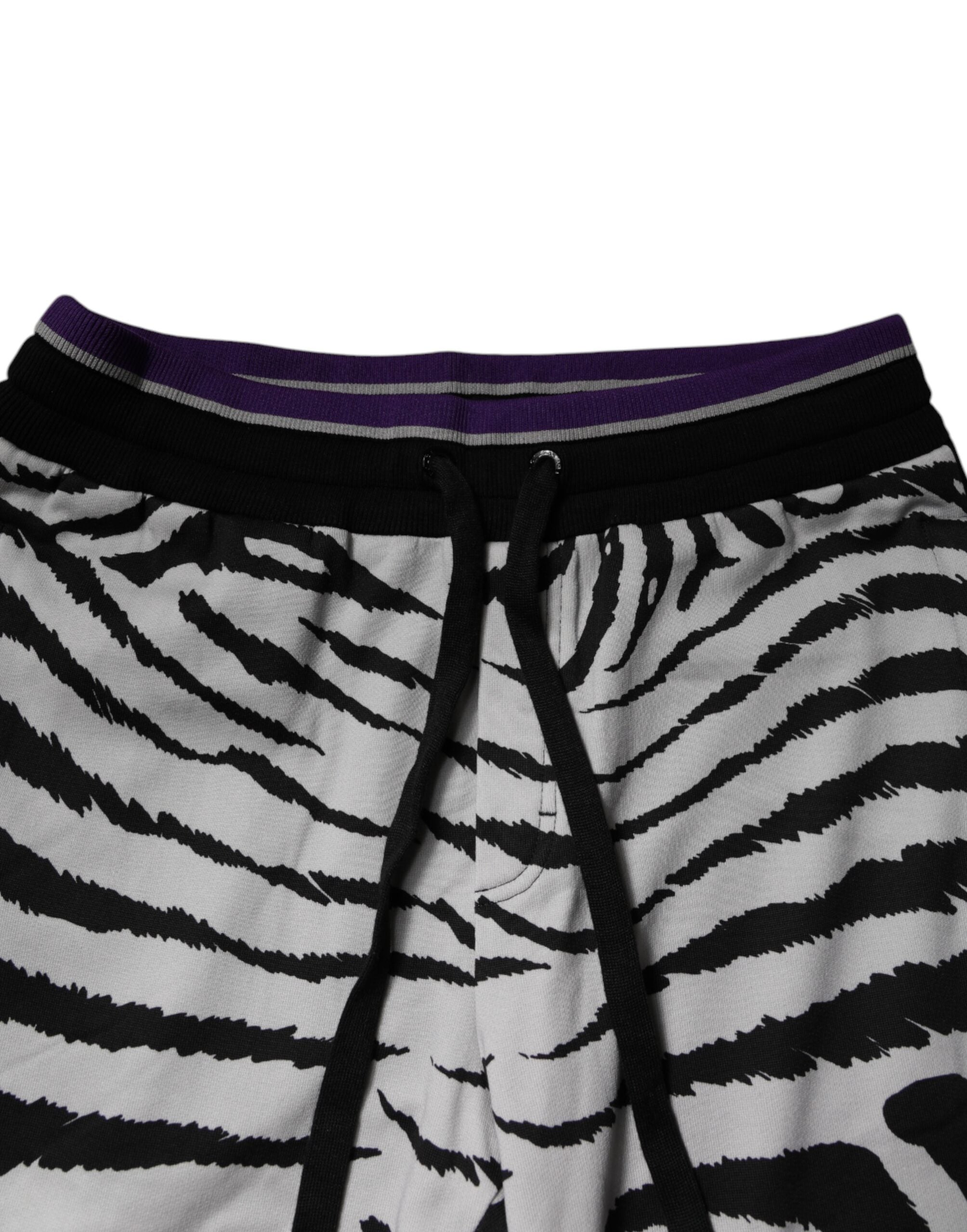 Dolce & Gabbana Black White Zebra Men's Jogger Sweatpants Trousers-5