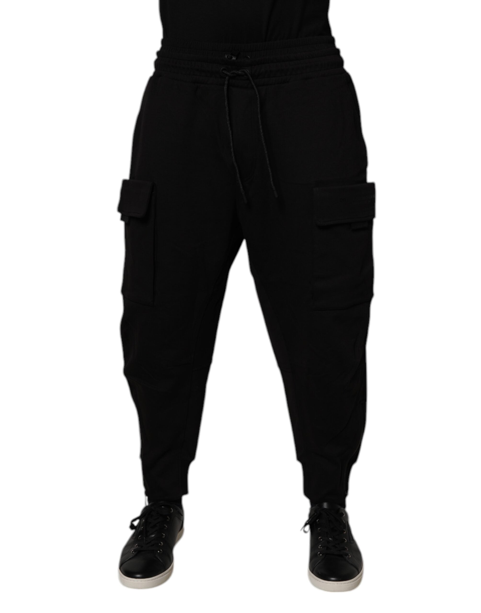 Dolce & Gabbana Black Cotton Men's Cargo Jogger Sweatpants Trousers-2
