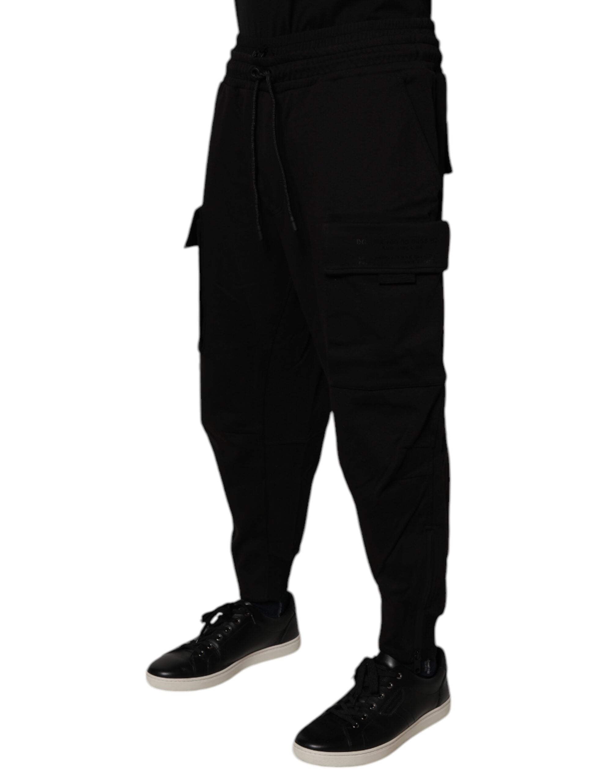 Dolce & Gabbana Black Cotton Men's Cargo Jogger Sweatpants Trousers-3