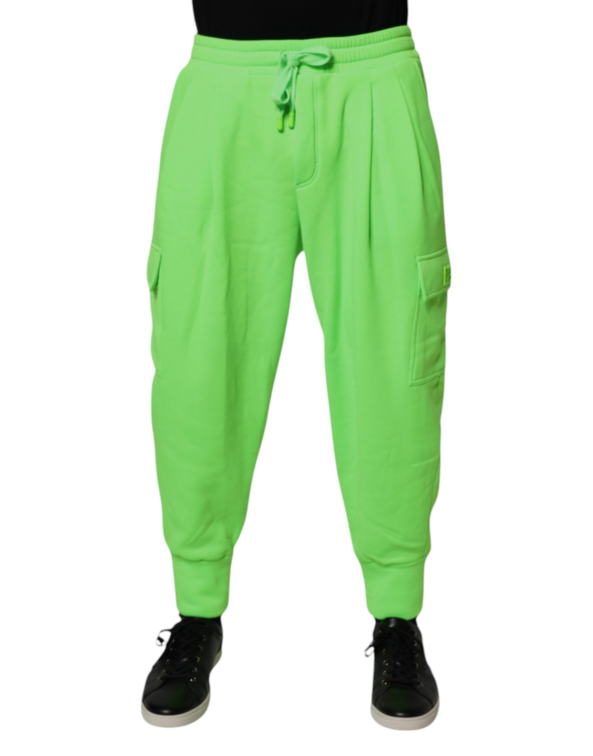 Dolce & Gabbana Neon Green Cargo Joggers Men's Sweatpants Trousers-2