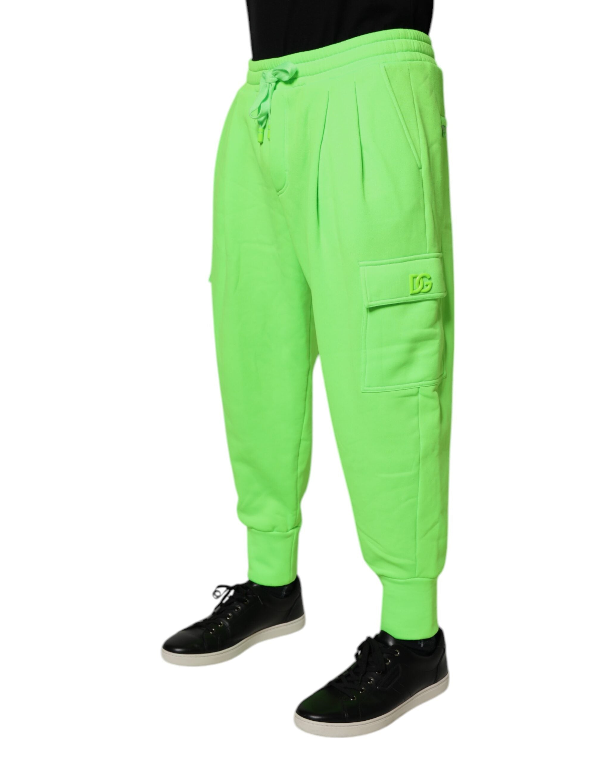 Dolce & Gabbana Neon Green Cargo Joggers Men's Sweatpants Trousers-3