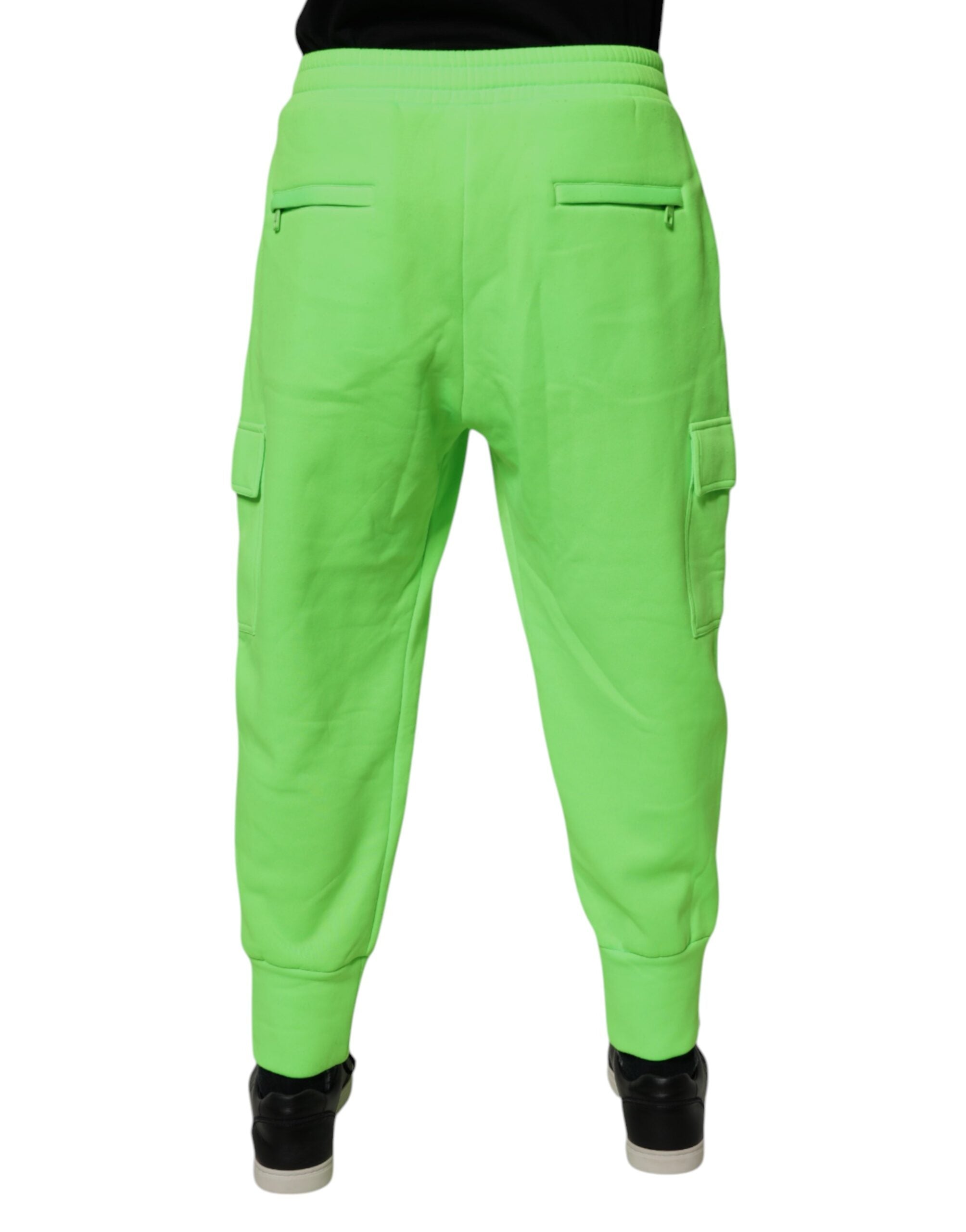 Dolce & Gabbana Neon Green Cargo Joggers Men's Sweatpants Trousers-4